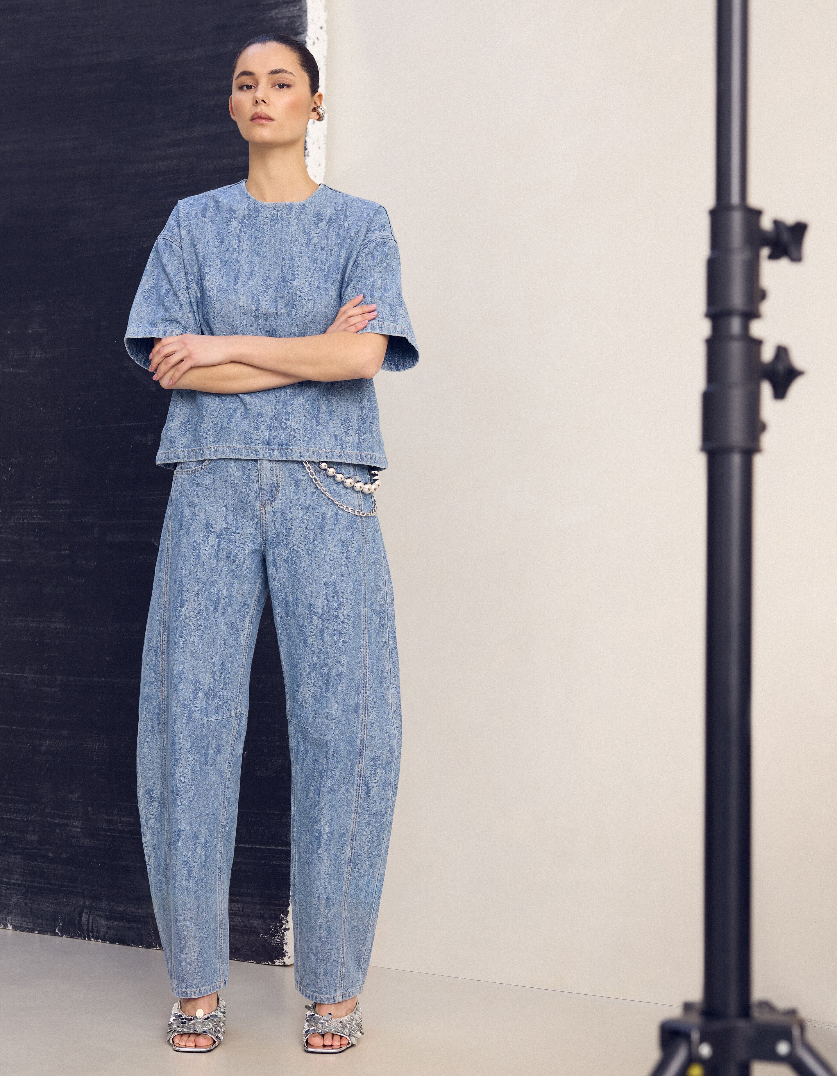 Jacquard Barrel Fit Jeans Blauw SHOEBY WOMEN