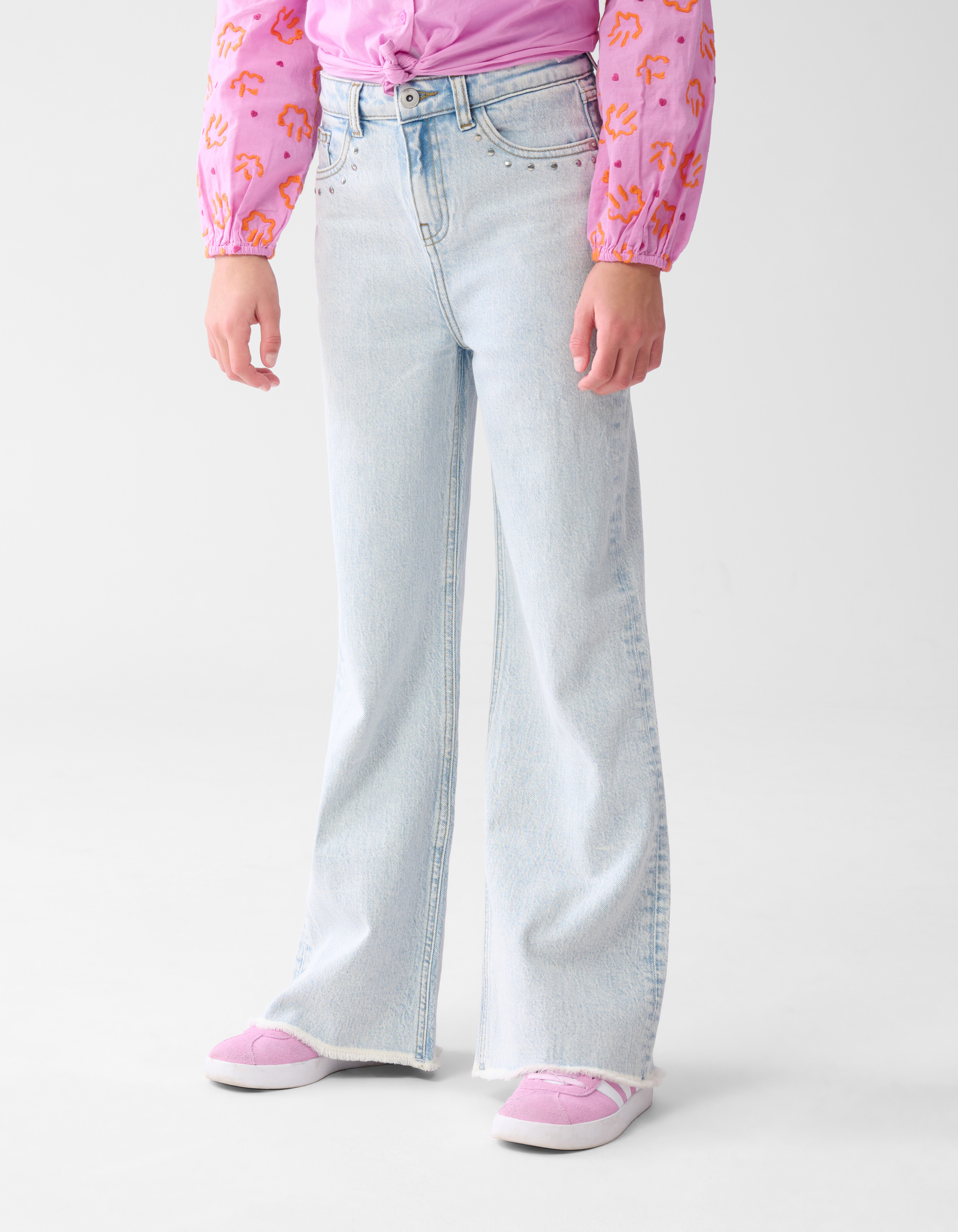 Wide Leg Fit Jeans Bleached SHOEBY GIRLS