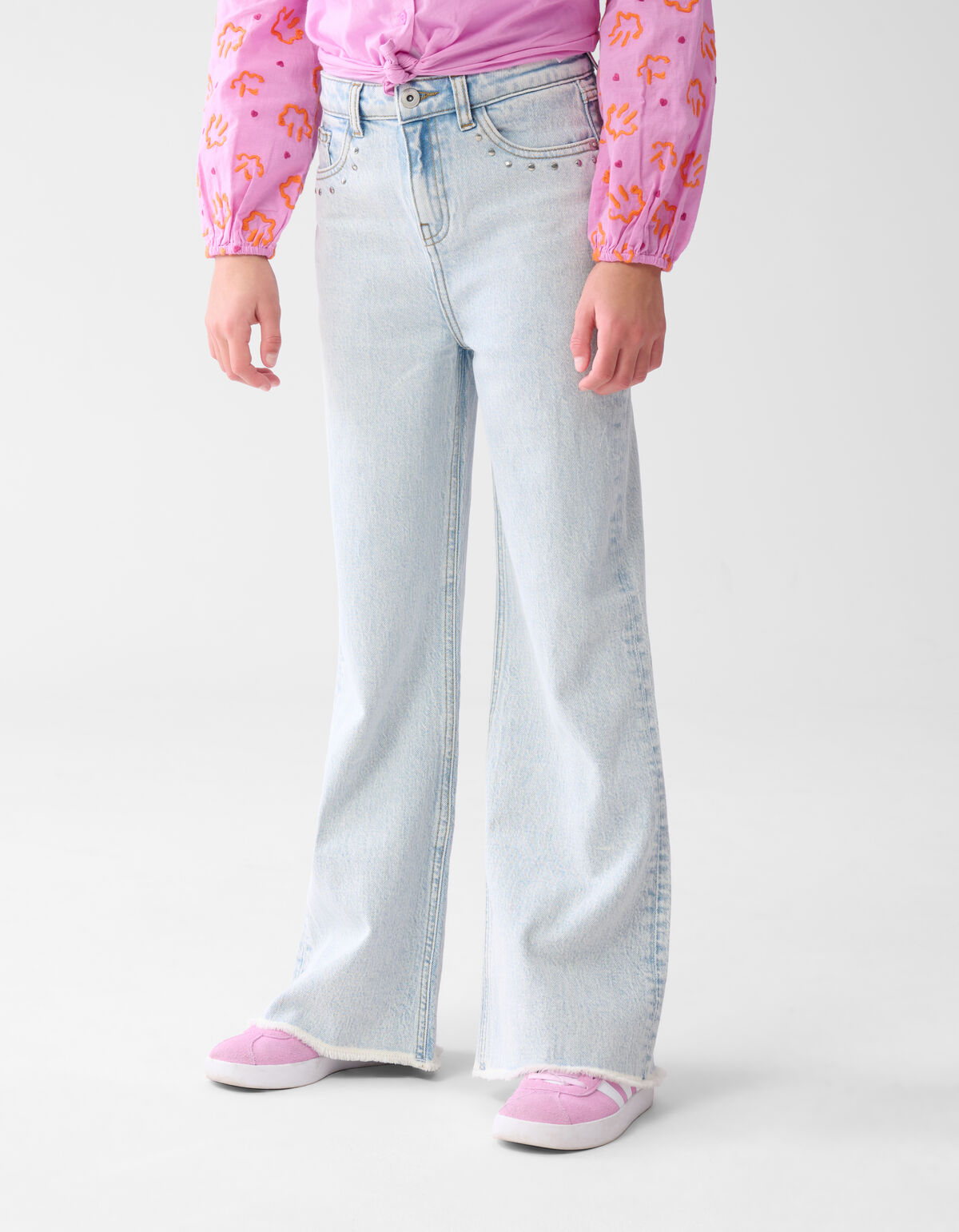 Wide Leg Fit Jeans Bleached SHOEBY GIRLS