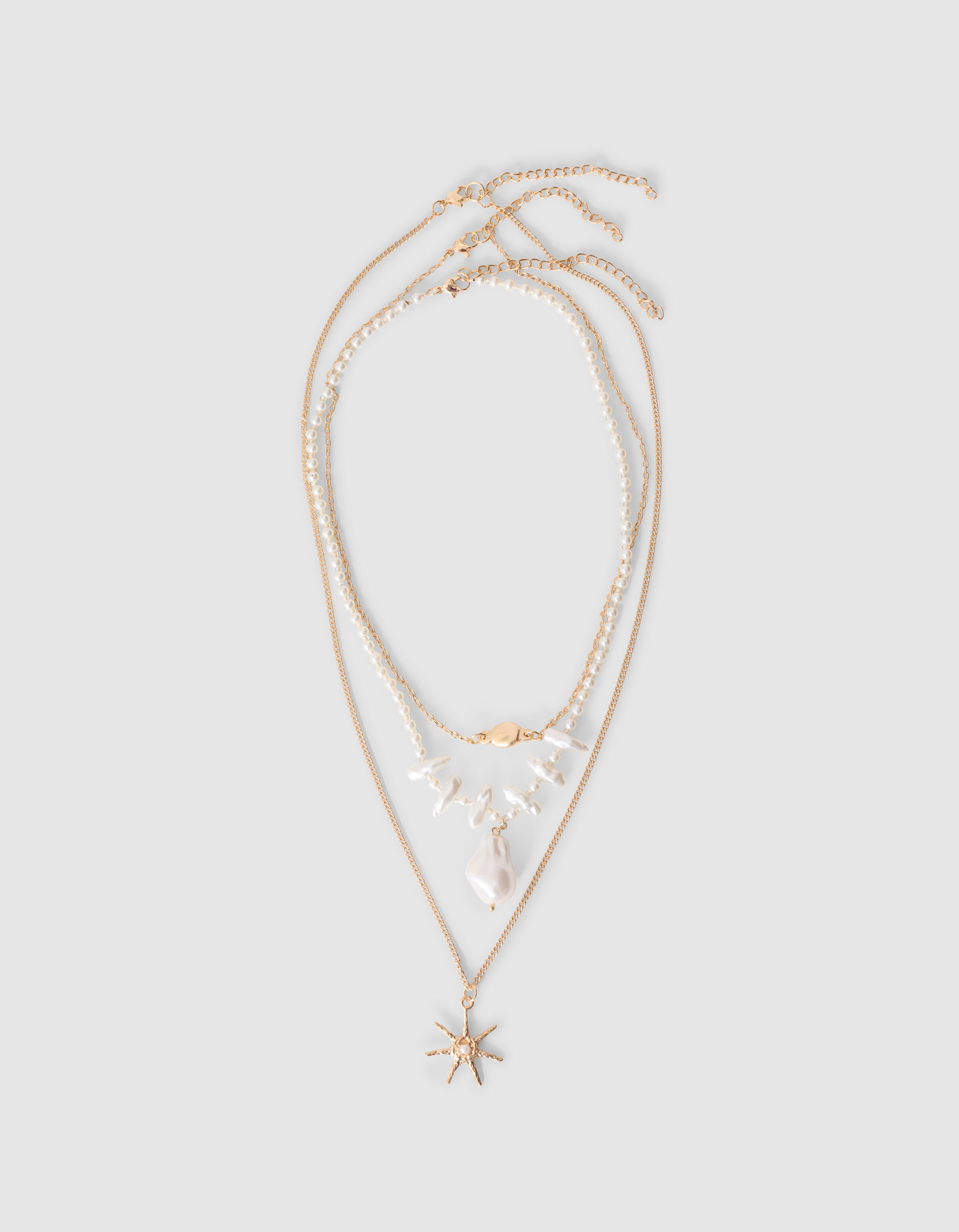 Triple Charm Ketting Gebroken Wit SHOEBY ACCESSOIRES