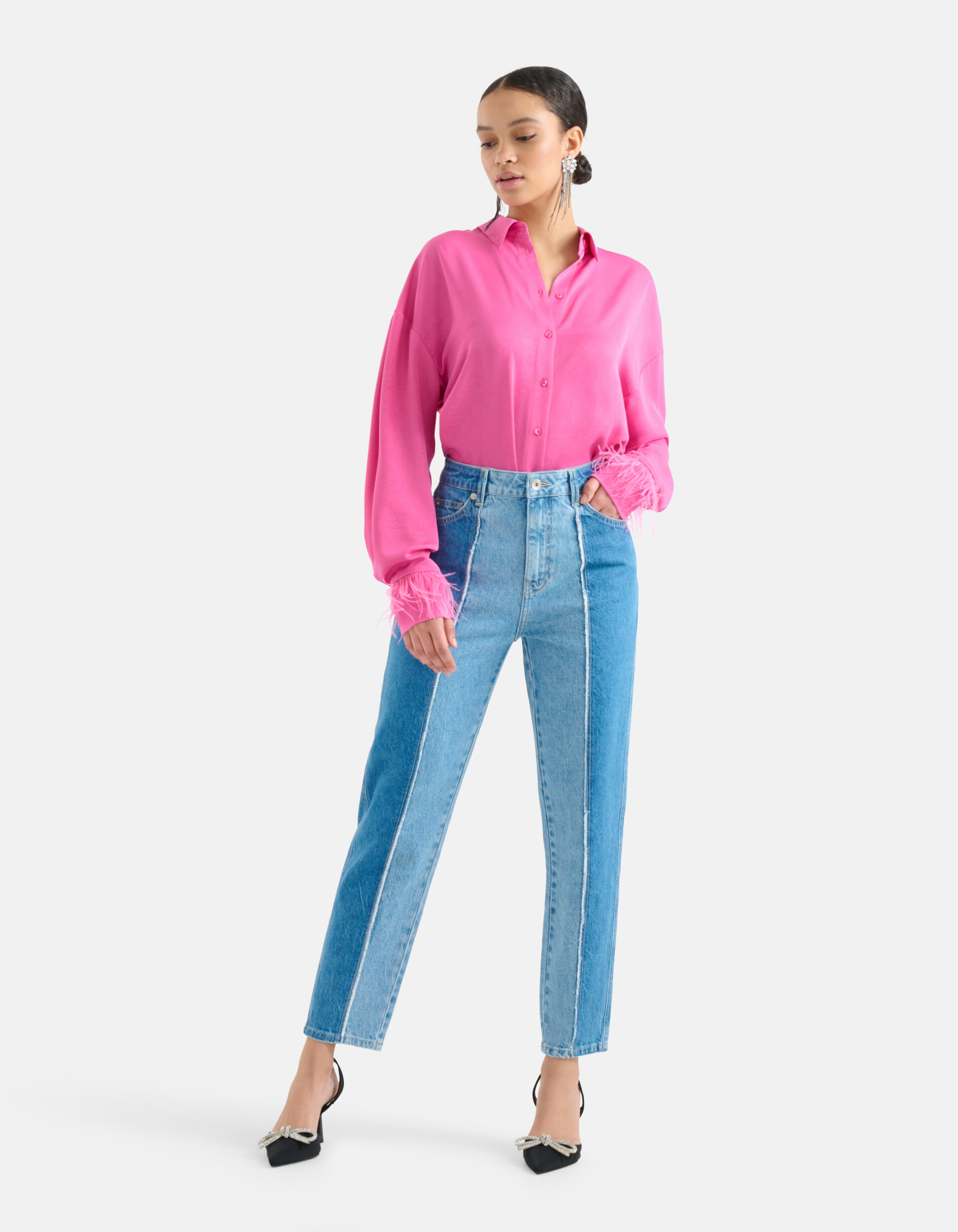 Satijnen Feather Blouse Roze SHOEBY WOMEN