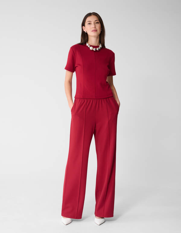 Fitted Cropped T-shirt Donkerrood SHOEBY WOMEN