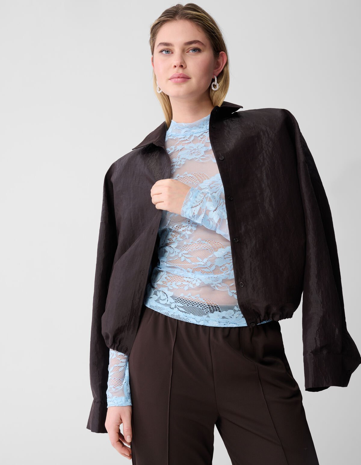 Flower Kanten Top Lichtblauw SHOEBY WOMEN