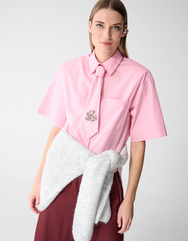 Oversized Stropdas Blouse Roze SHOEBY WOMEN