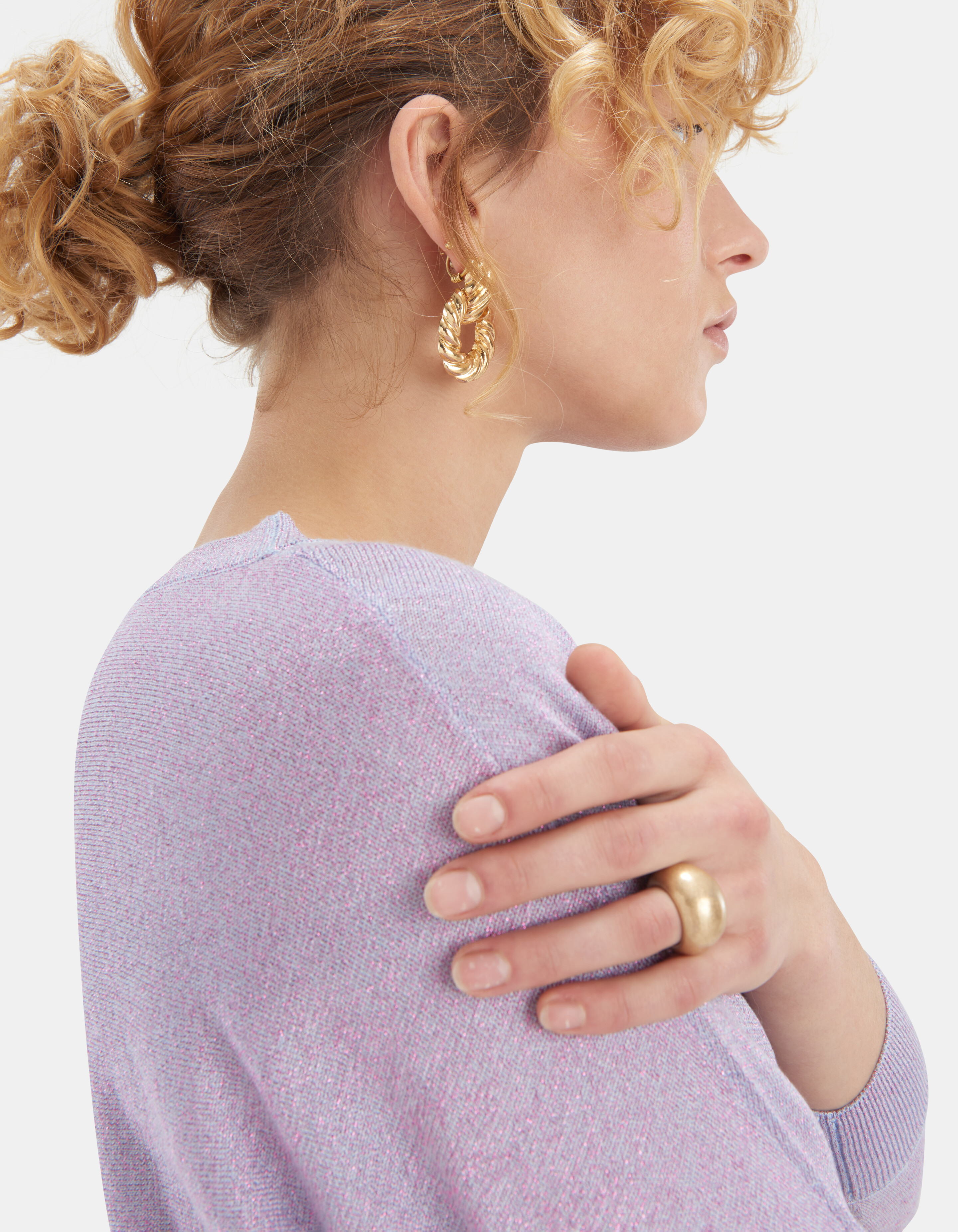 Glitter Vleermuismouwen Trui Lila EKSEPT