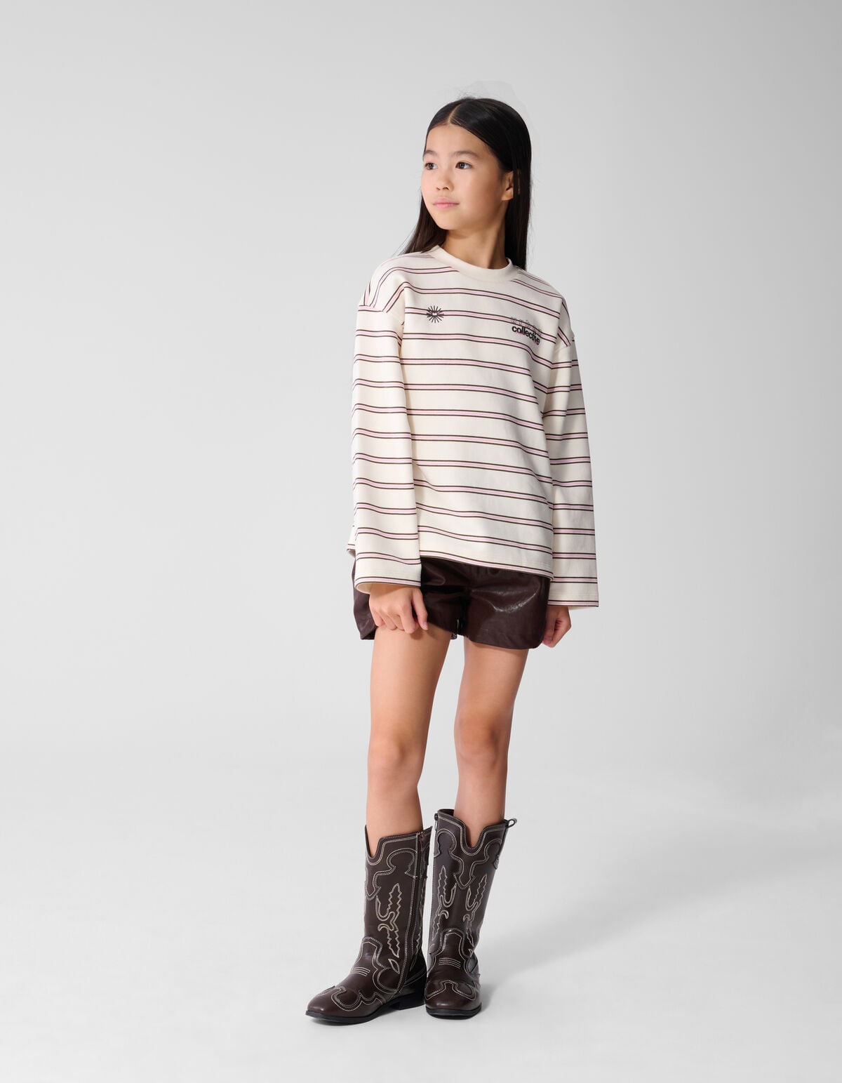 Oversized Gestreepte Sweater Gebroken Wit SHOEBY GIRLS