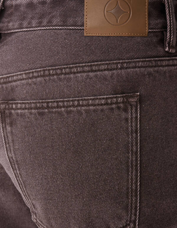 Straight Fit Broek Washed Donkerbruin SHOEBY MEN