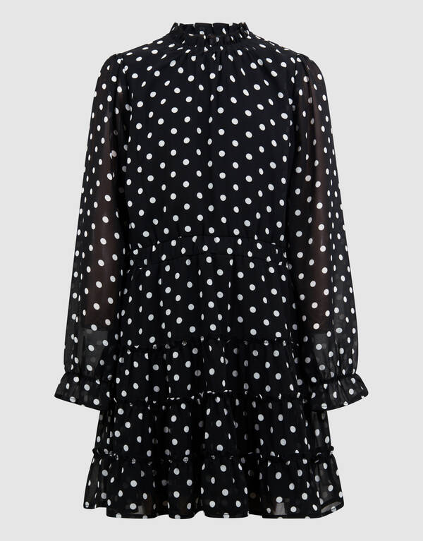 Polkadot Mini Jurk Zwart/Wit SHOEBY GIRLS