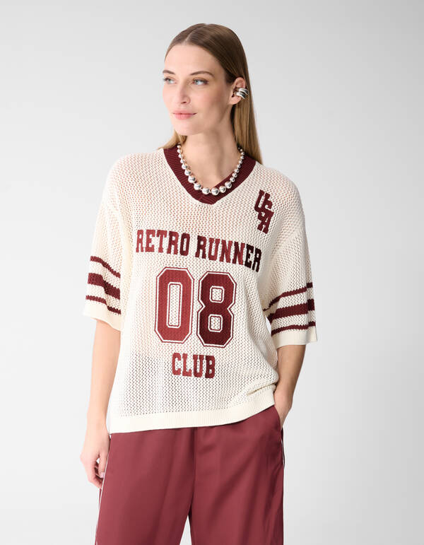 Oversized Baseball T-shirt Gebroken Wit SHOEBY WOMEN