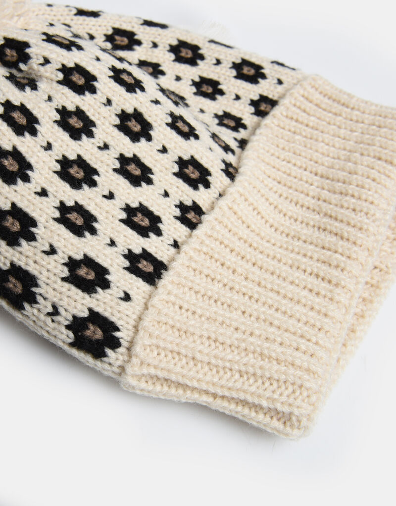 Leopard Gebreide Pompom Muts