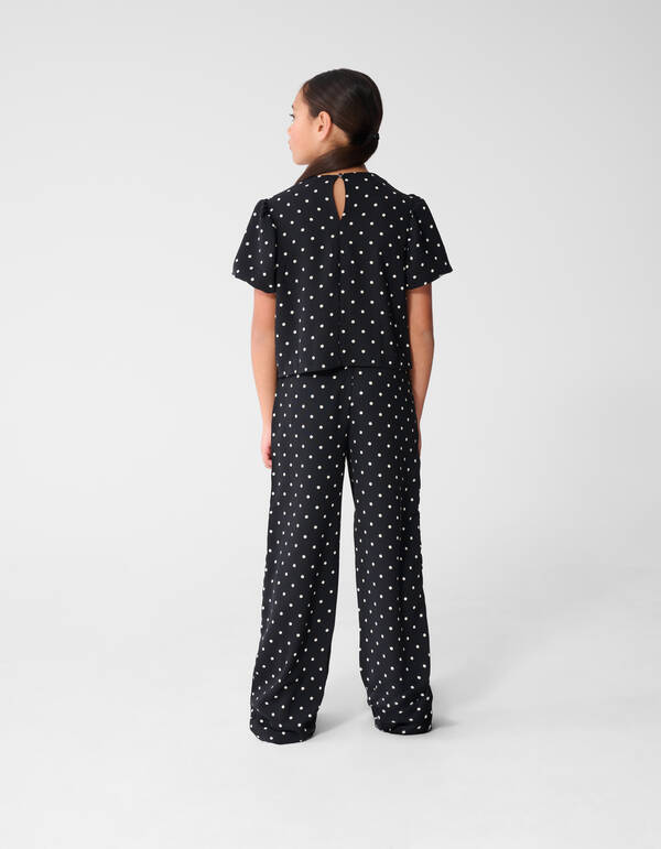 Polkadot Wide Leg Fit Broek Zwart SHOEBY GIRLS