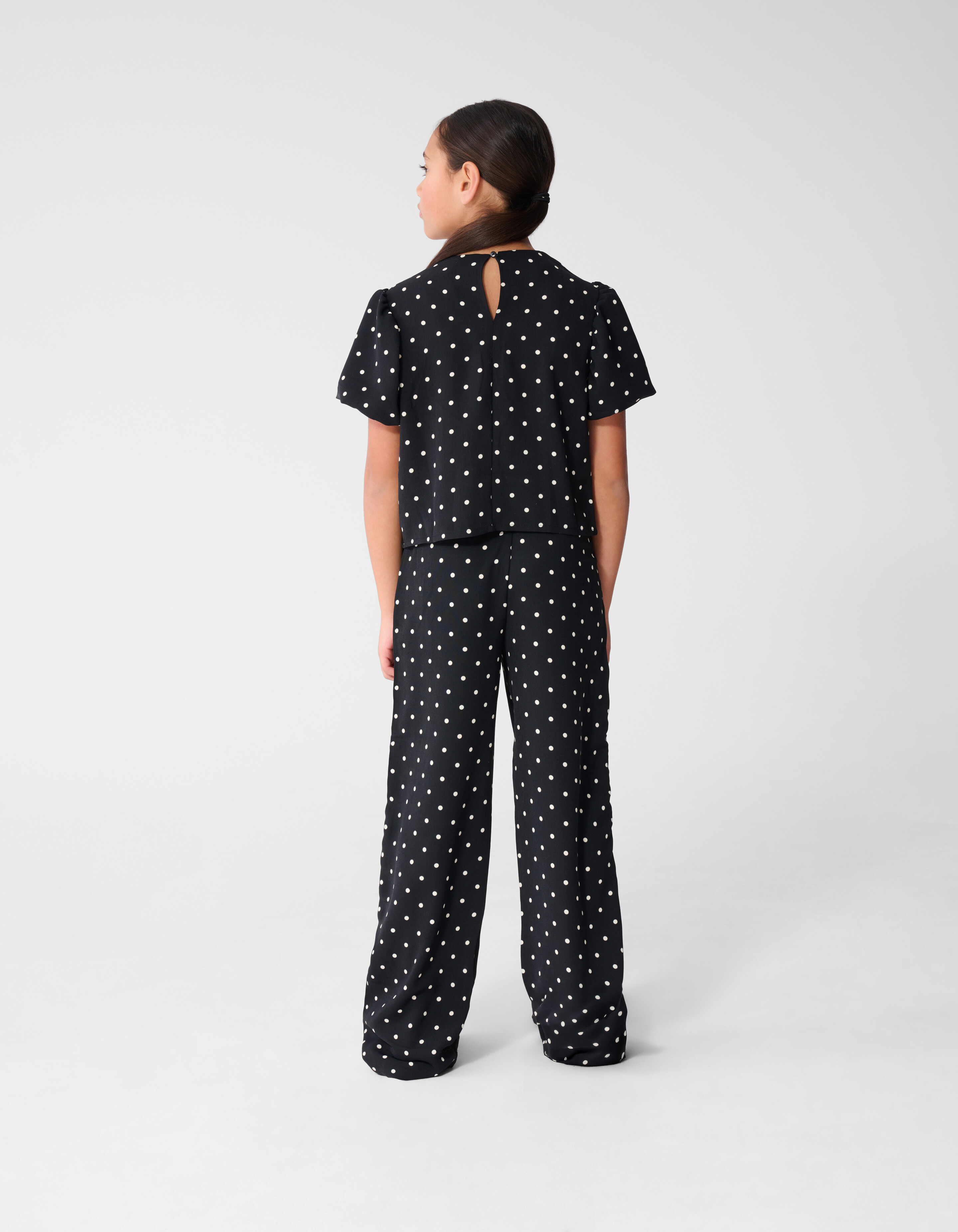 Polkadot Wide Leg Fit Broek Zwart SHOEBY GIRLS