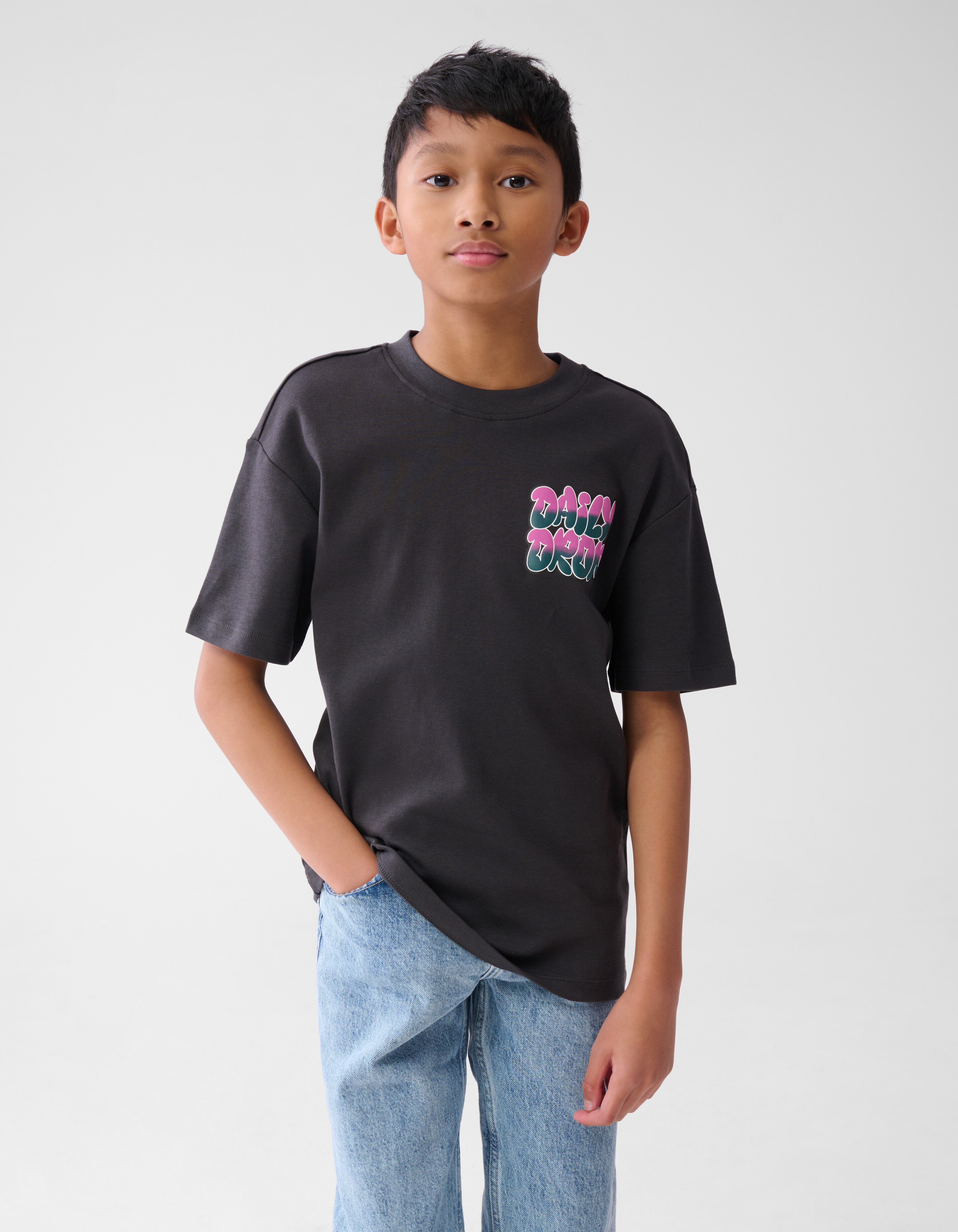 Tekst T-shirt Donkergrijs SHOEBY BOYS