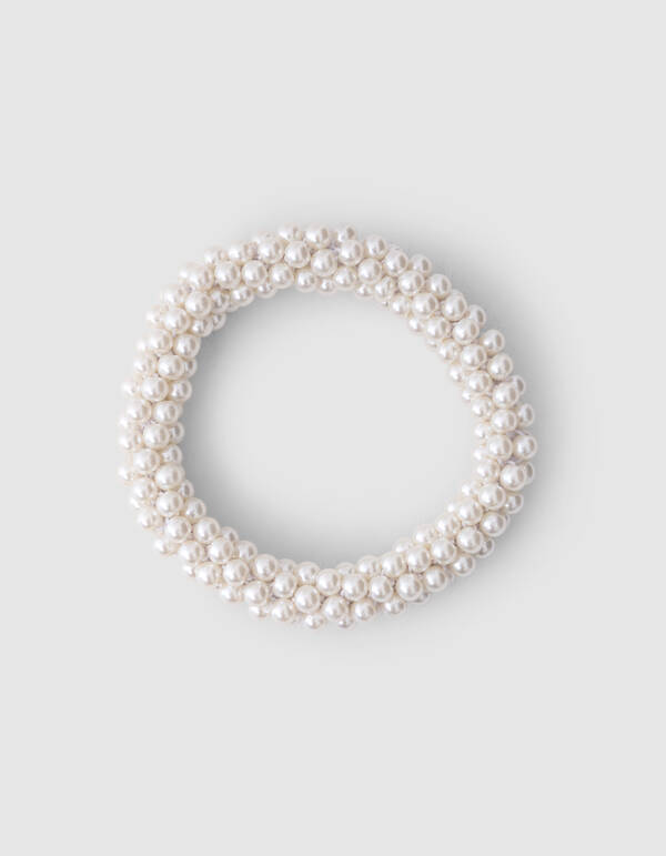 Beaded Haarelastiek Gebroken Wit SHOEBY ACCESSOIRES
