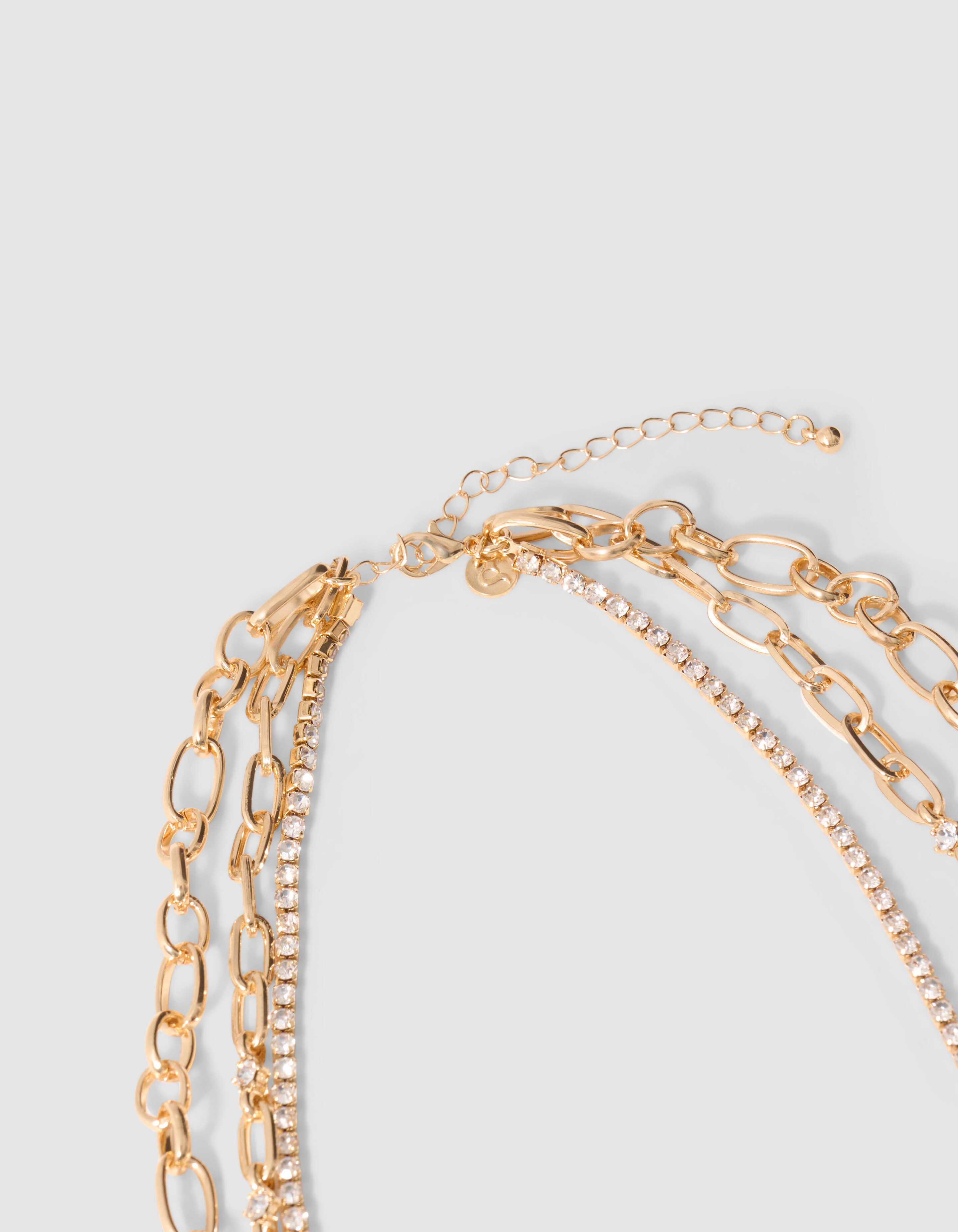 Triple Layer Strass Ketting Goud SHOEBY ACCESSOIRES