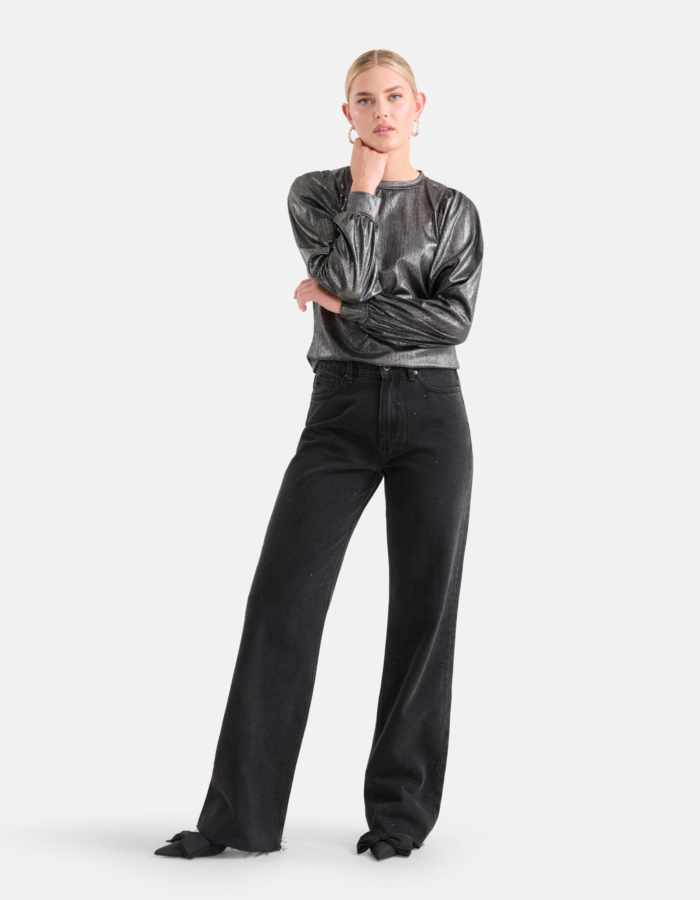 Glitter Lange Mouwen Top Zwart SHOEBY WOMEN