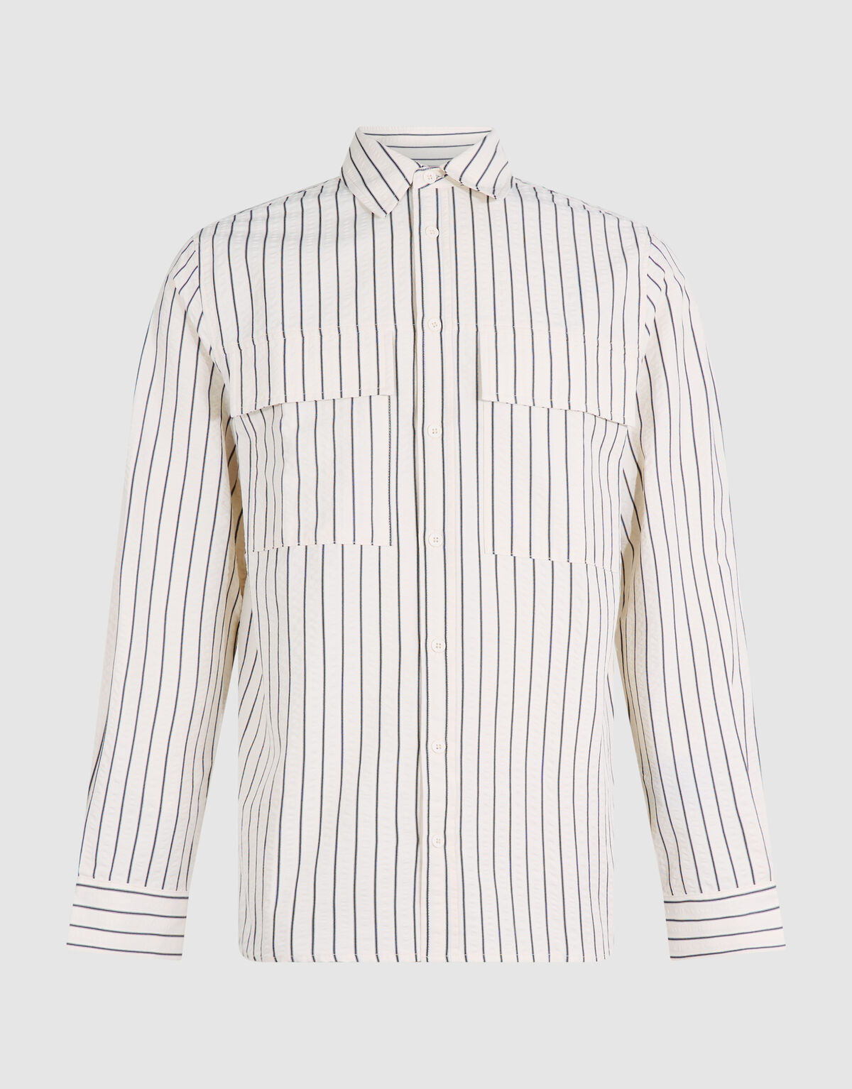 Seersucker Pinstripe Overhemd Gebroken Wit SHOEBY MEN