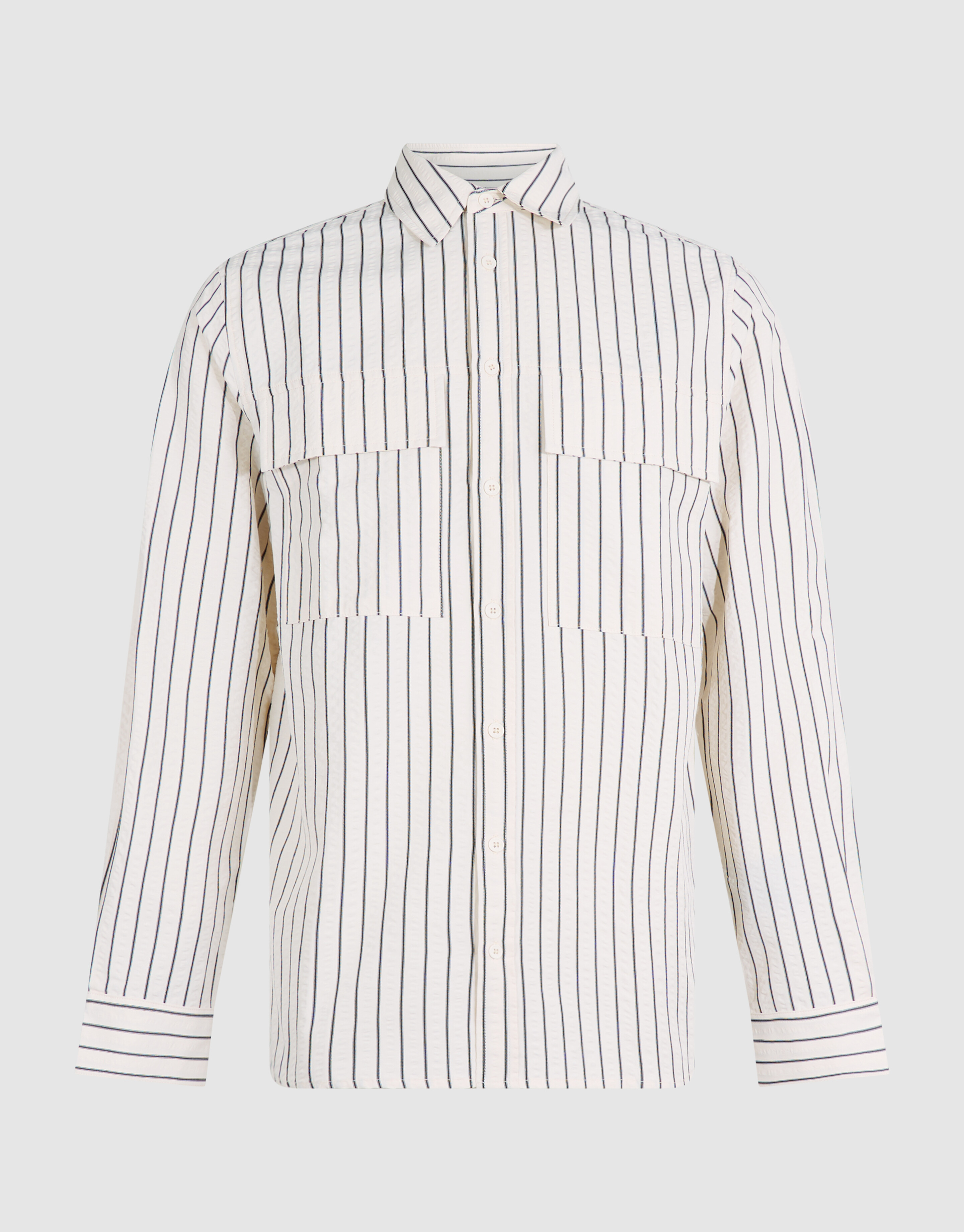 Seersucker Pinstripe Overhemd Gebroken Wit SHOEBY MEN