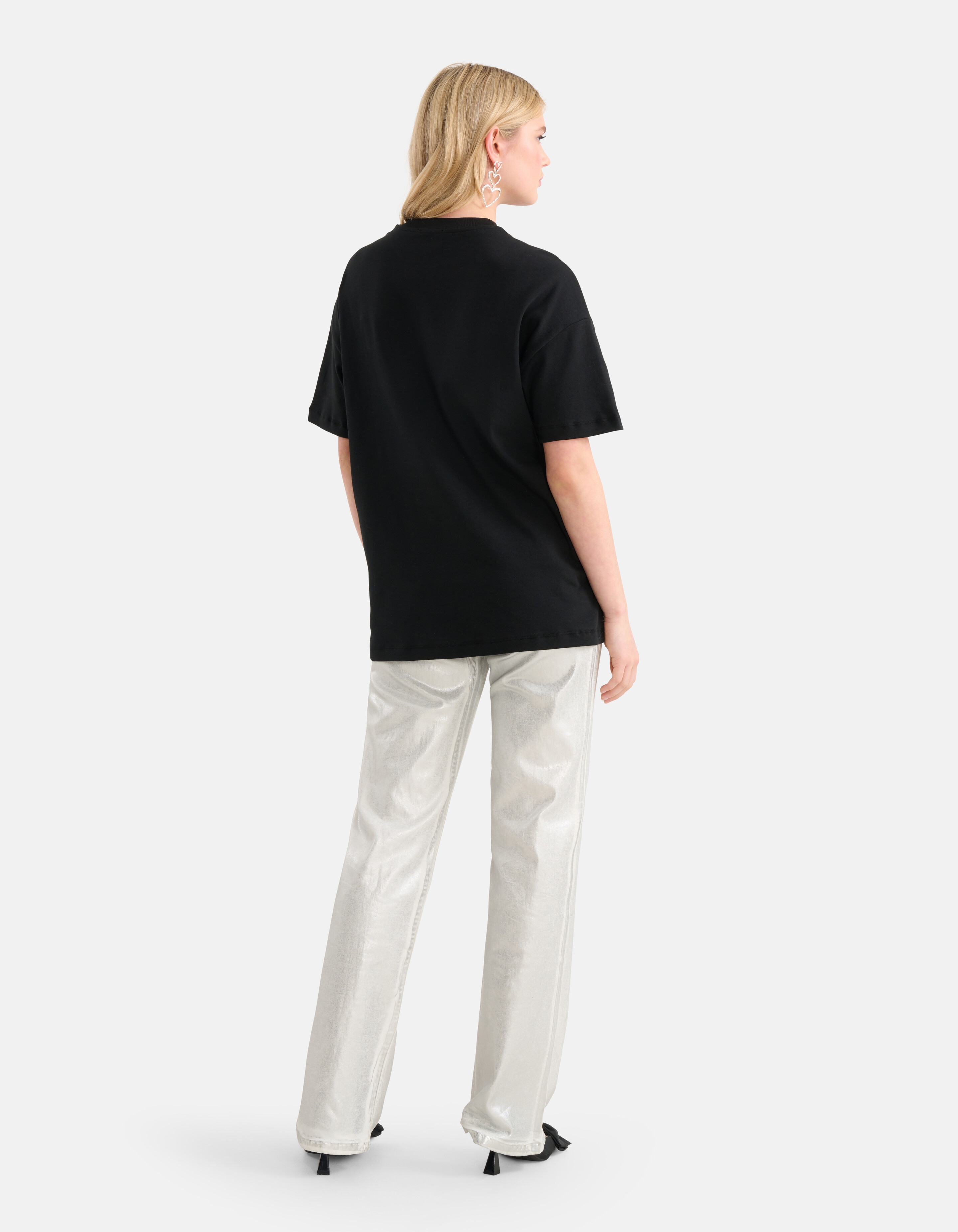 Oversized Basic T-shirt Zwart SHOEBY WOMEN
