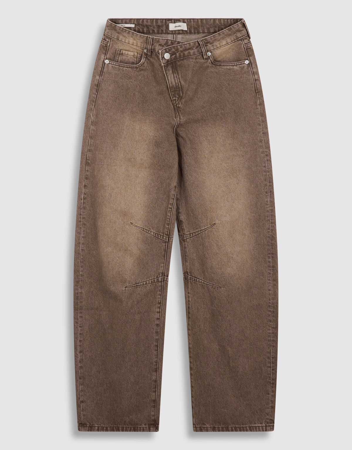 Asymmetric Barrel Fit Jeans Washed Bruin SHOEBY WOMEN