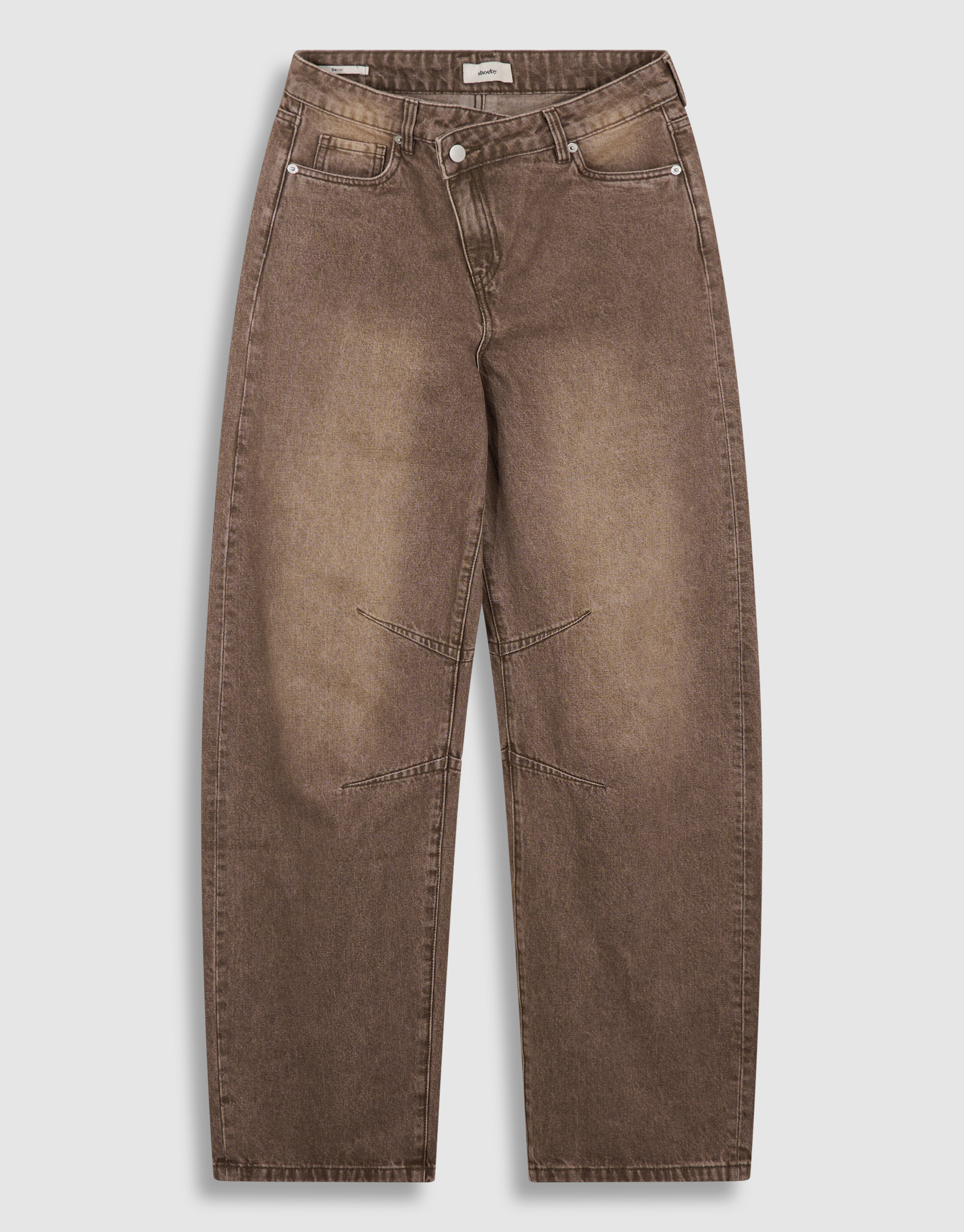 Asymmetric Barrel Fit Jeans Washed Bruin SHOEBY WOMEN
