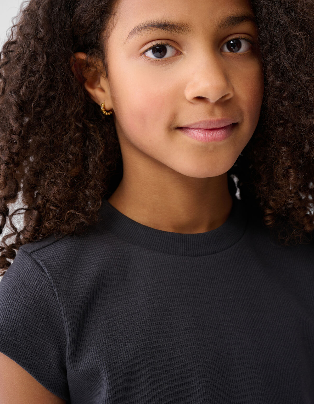 Rib Crop Top Donkergrijs SHOEBY GIRLS