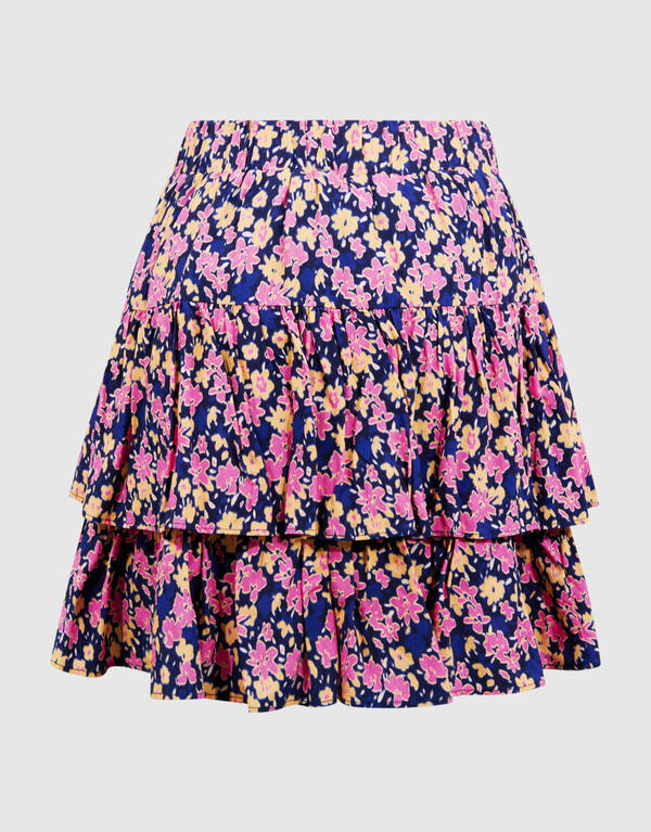 Flower Mini Rok Donkerblauw/Roze SHOEBY GIRLS