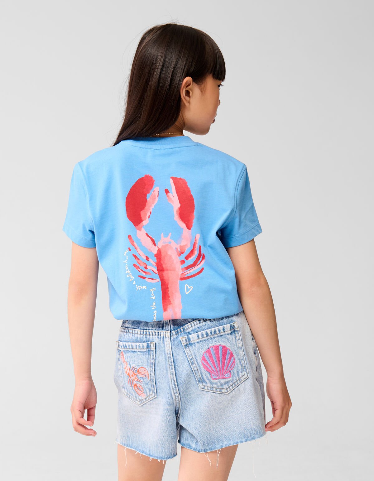 Kreeft Artwork T-shirt Lichtblauw SHOEBY GIRLS