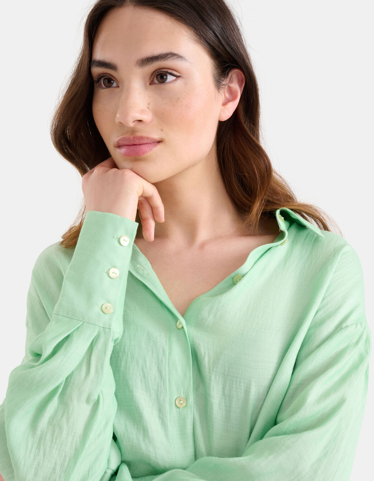 Washed Blouse Jurk Groen SHOEBY WOMEN