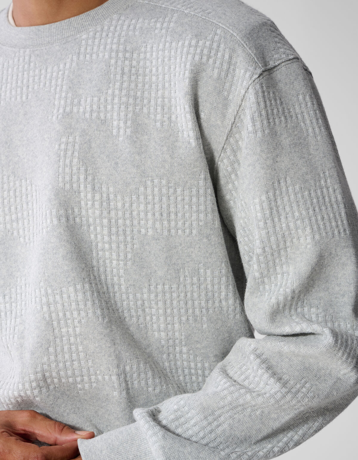 Camo Structure Sweater Lichtgrijs SHOEBY MEN