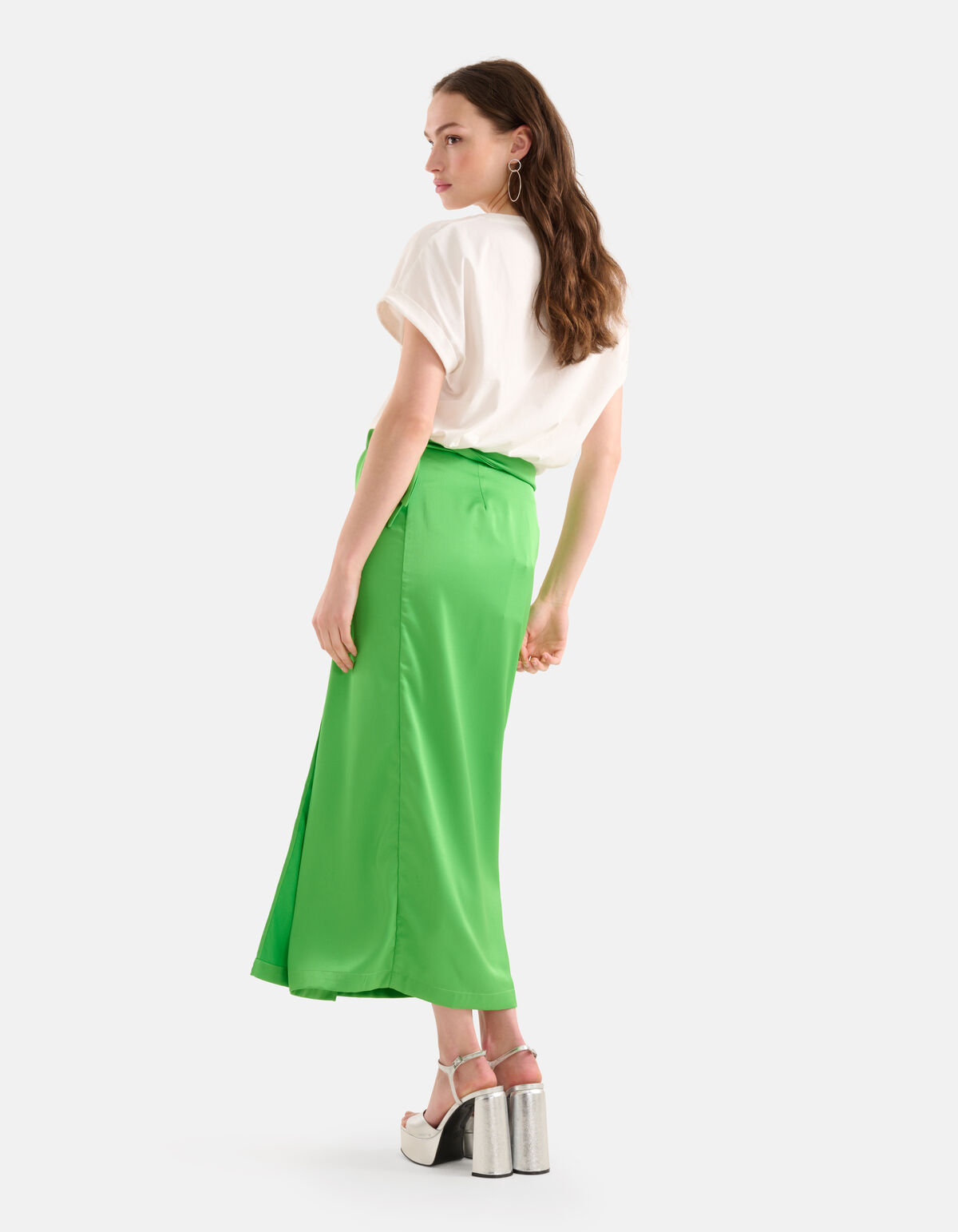Satijnen Wrap Rok Groen SHOEBY WOMEN