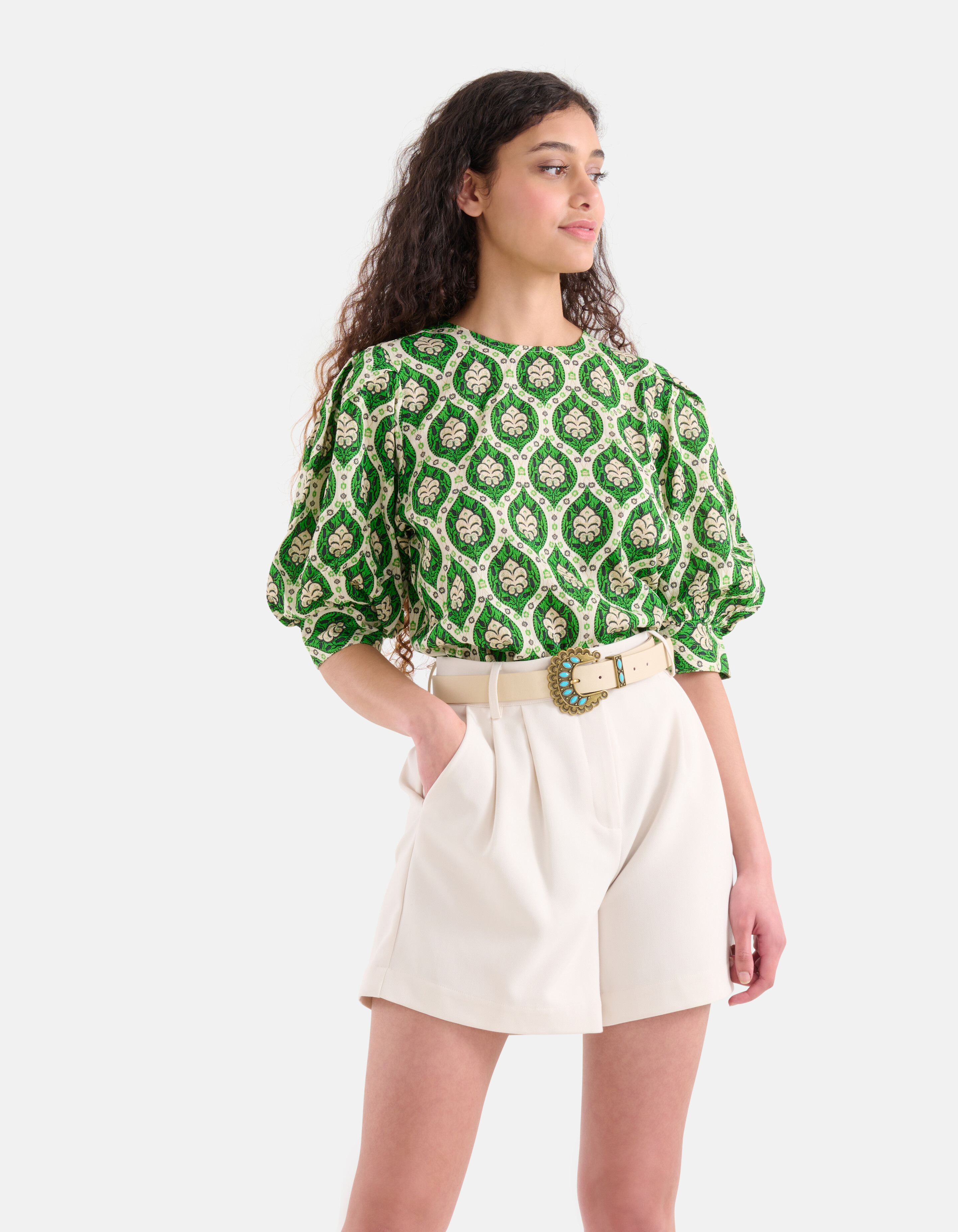 Grafische Lurex Top Groen SHOEBY WOMEN