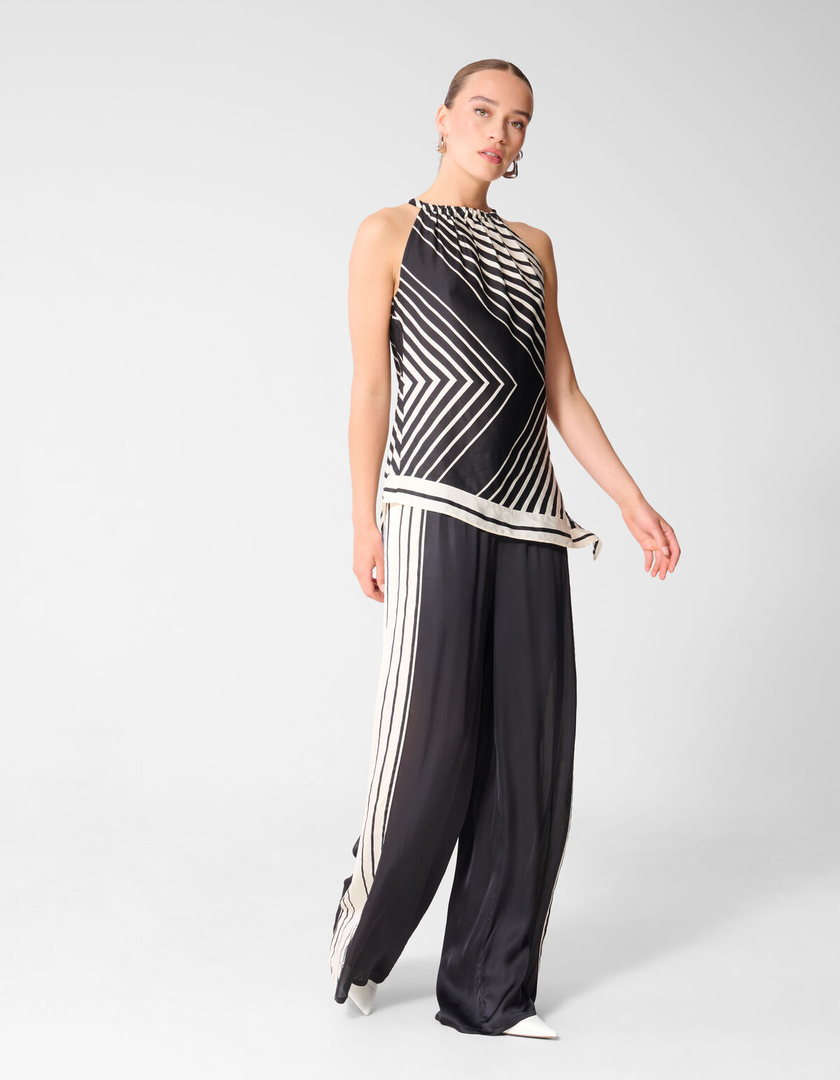 Graphic Wide Leg Broek Zwart/Wit SHOEBY WOMEN