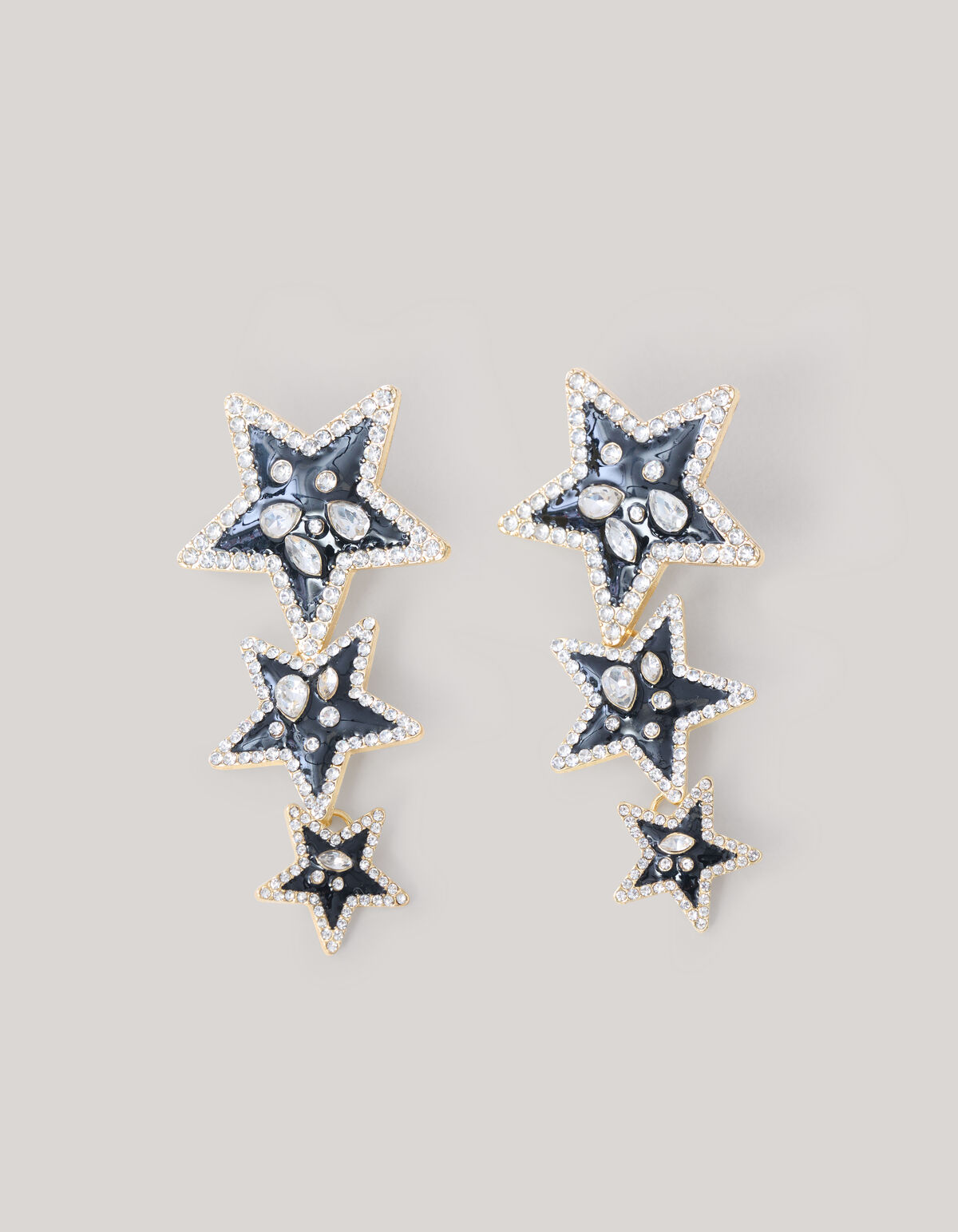 Triple Star Oorbellen Zwart SHOEBY ACCESSOIRES