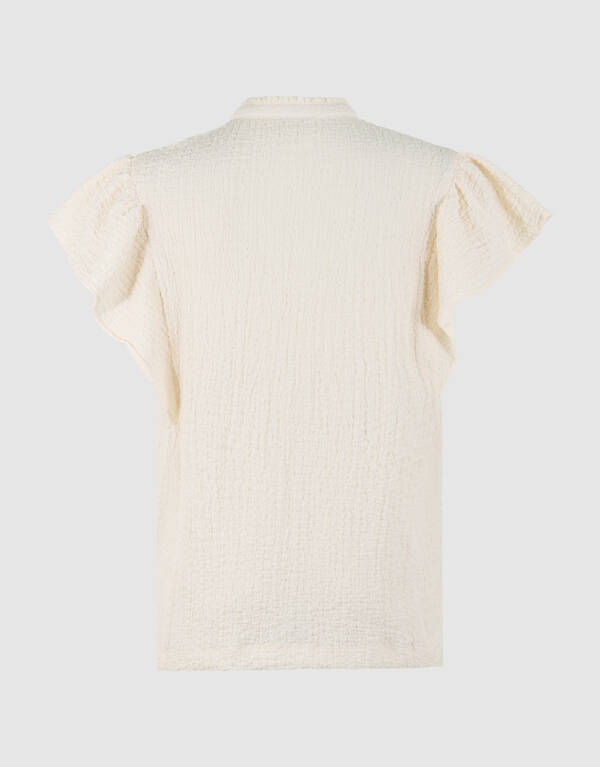 Crinkle Ruffle Top Gebroken Wit SHOEBY WOMEN
