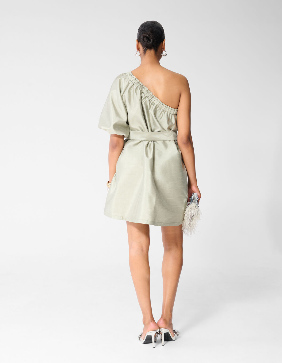 Shiny One Shoulder Mini Jurk Lichtgroen SHOEBY WOMEN