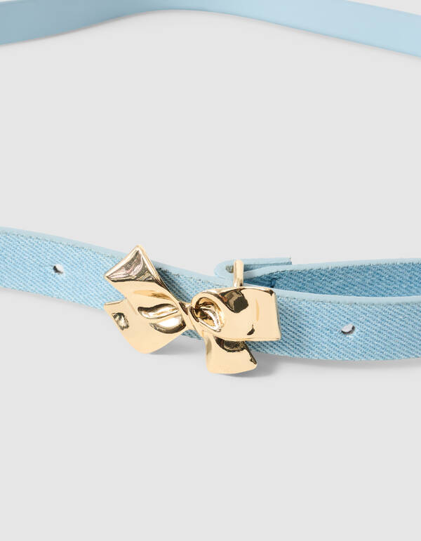 Denim Strik Riem Lichtblauw SHOEBY ACCESSOIRES