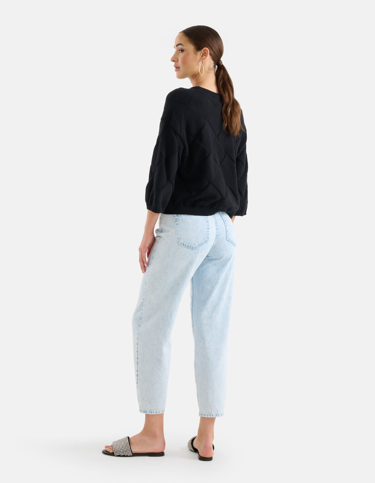 Gebreide Ruiten Trui Zwart SHOEBY WOMEN