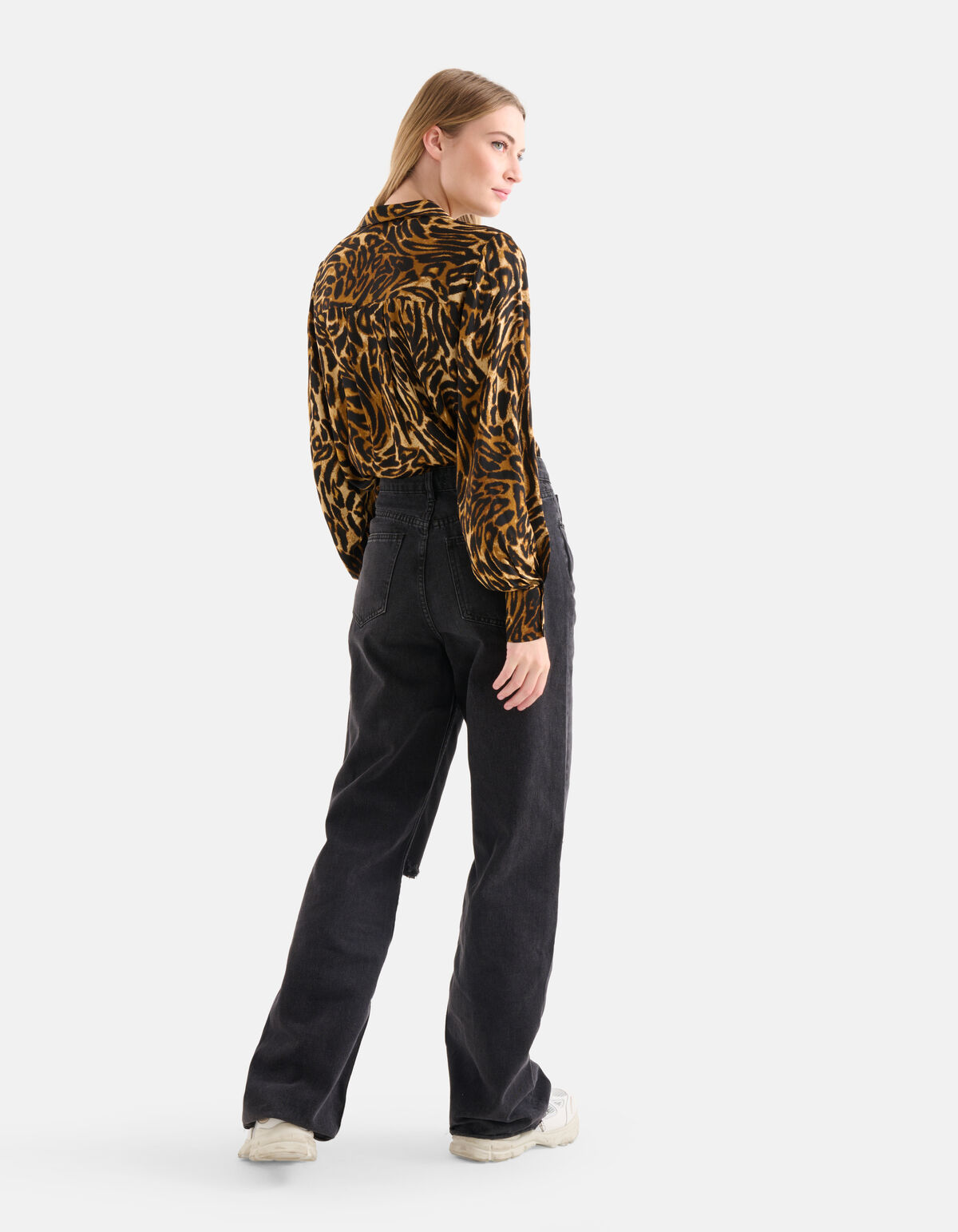 Satijnen Leopard Print Blouse Bruin SHOEBY WOMEN