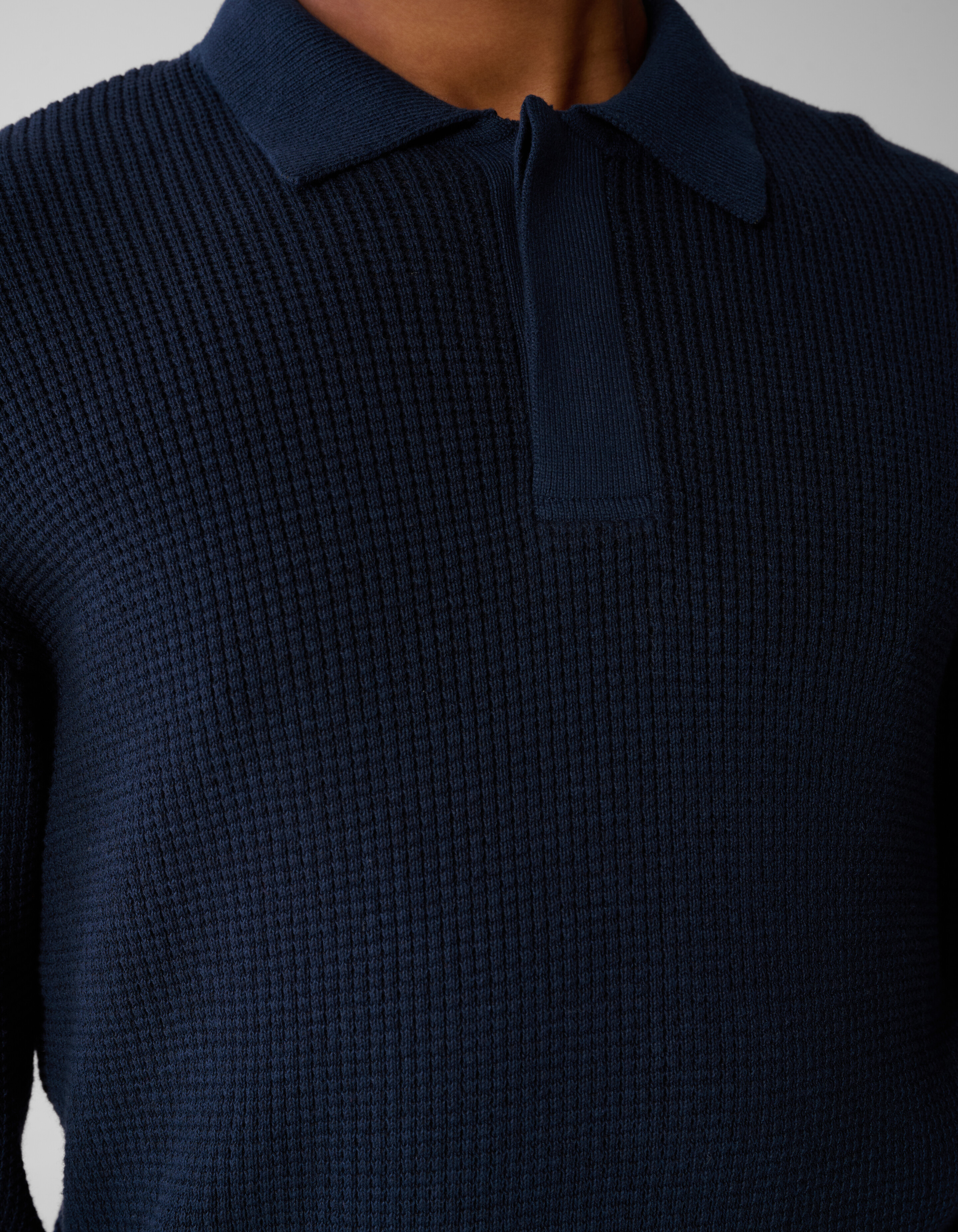 Gebreide Polo Met Knopen Donkerblauw SHOEBY MEN