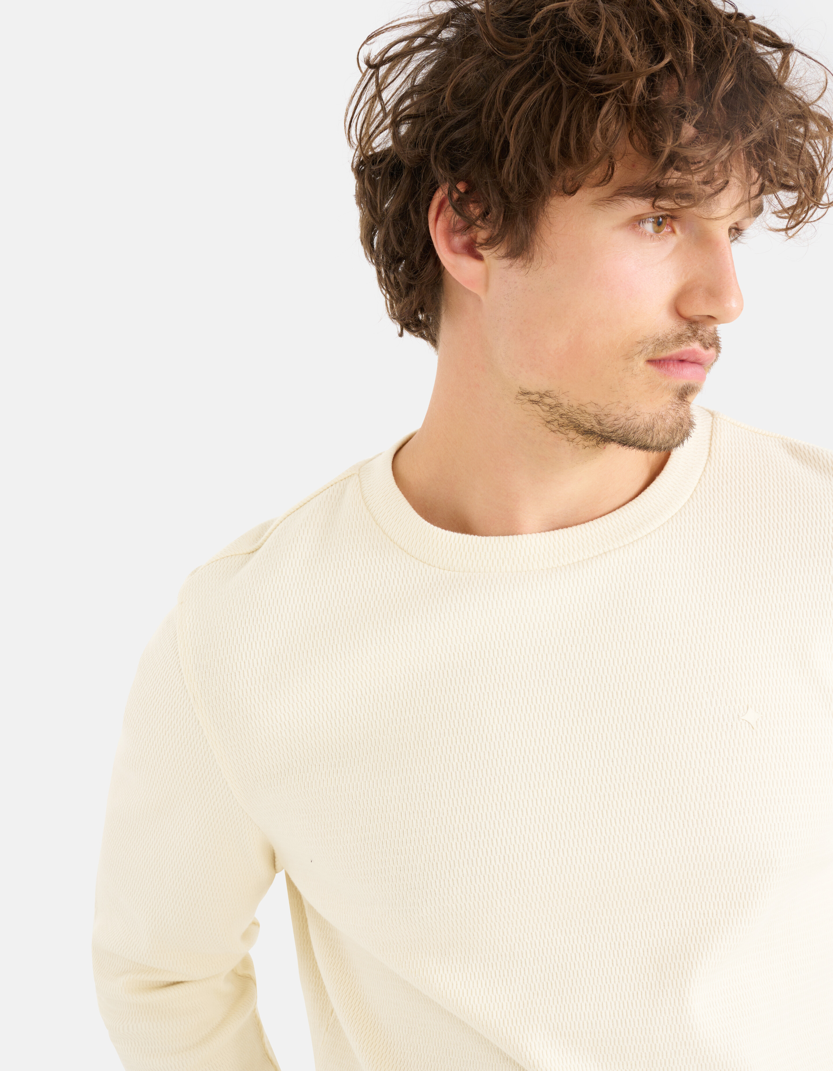 Structuur Longsleeve Gebroken Wit SHOEBY MEN