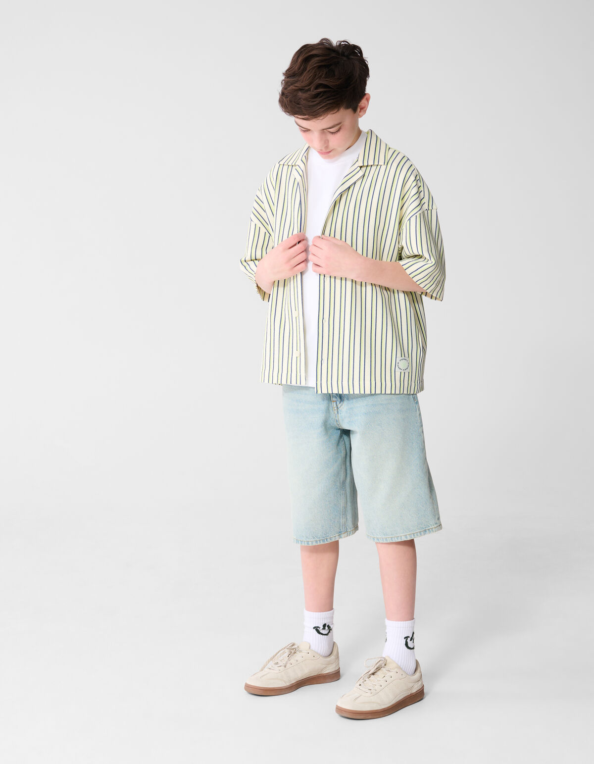 Pinstripe Structuur Overhemd Gebroken Wit SHOEBY BOYS