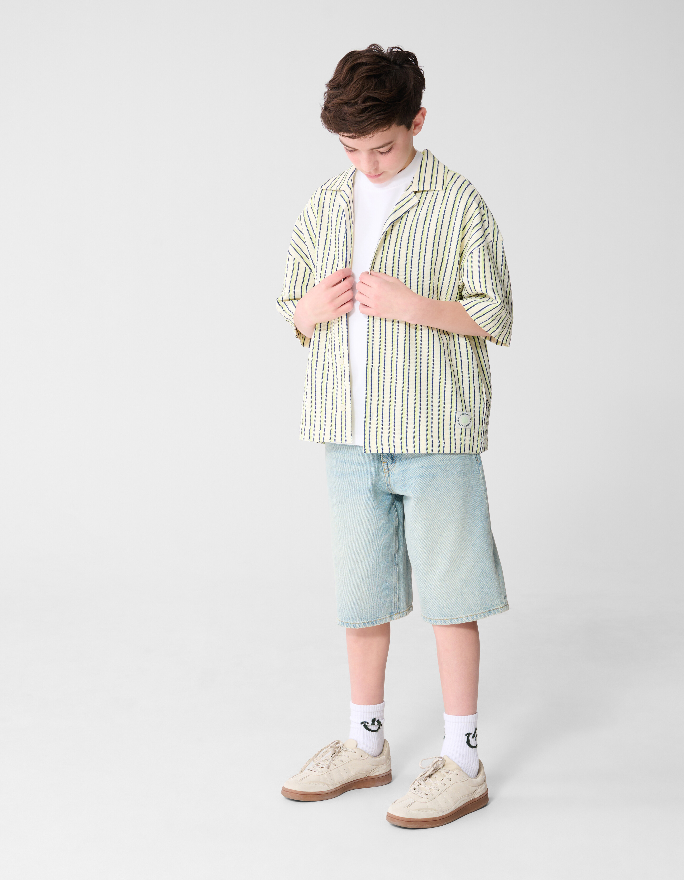 Pinstripe Structuur Overhemd Gebroken Wit SHOEBY BOYS