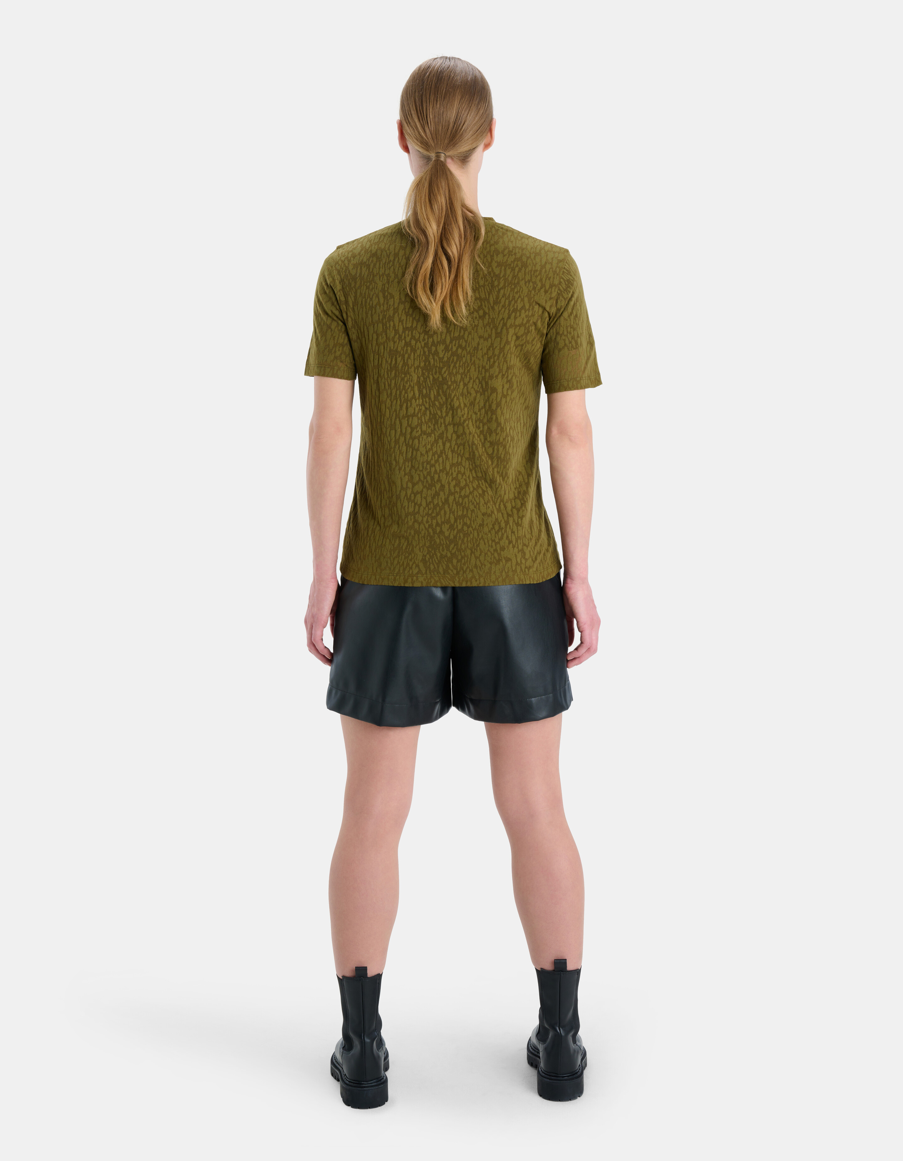 Burn Out T-shirt Donkergroen SHOEBY WOMEN