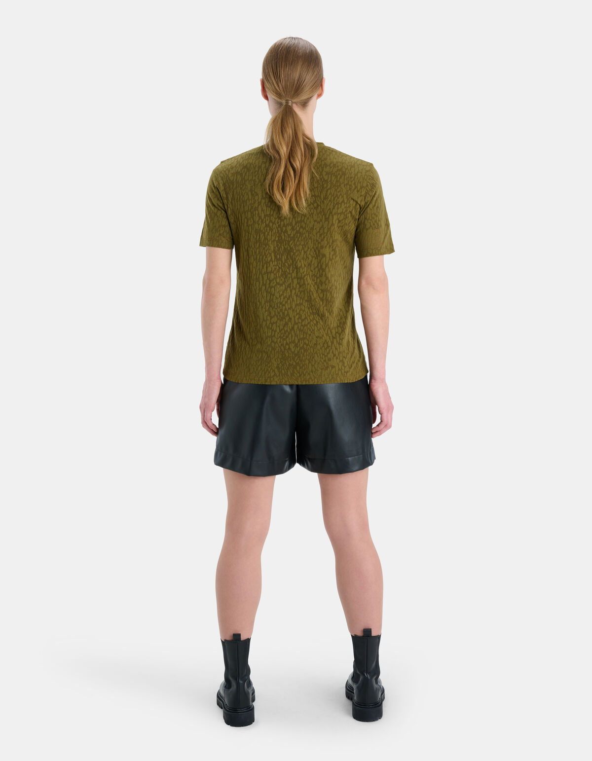 Burn Out T-shirt Donkergroen SHOEBY WOMEN