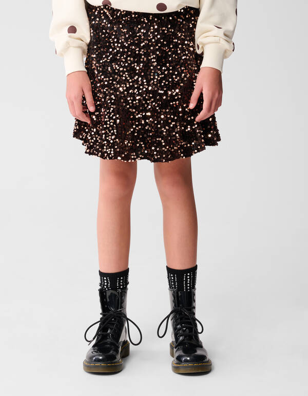 Sequin Mini Rok Bruin SHOEBY GIRLS