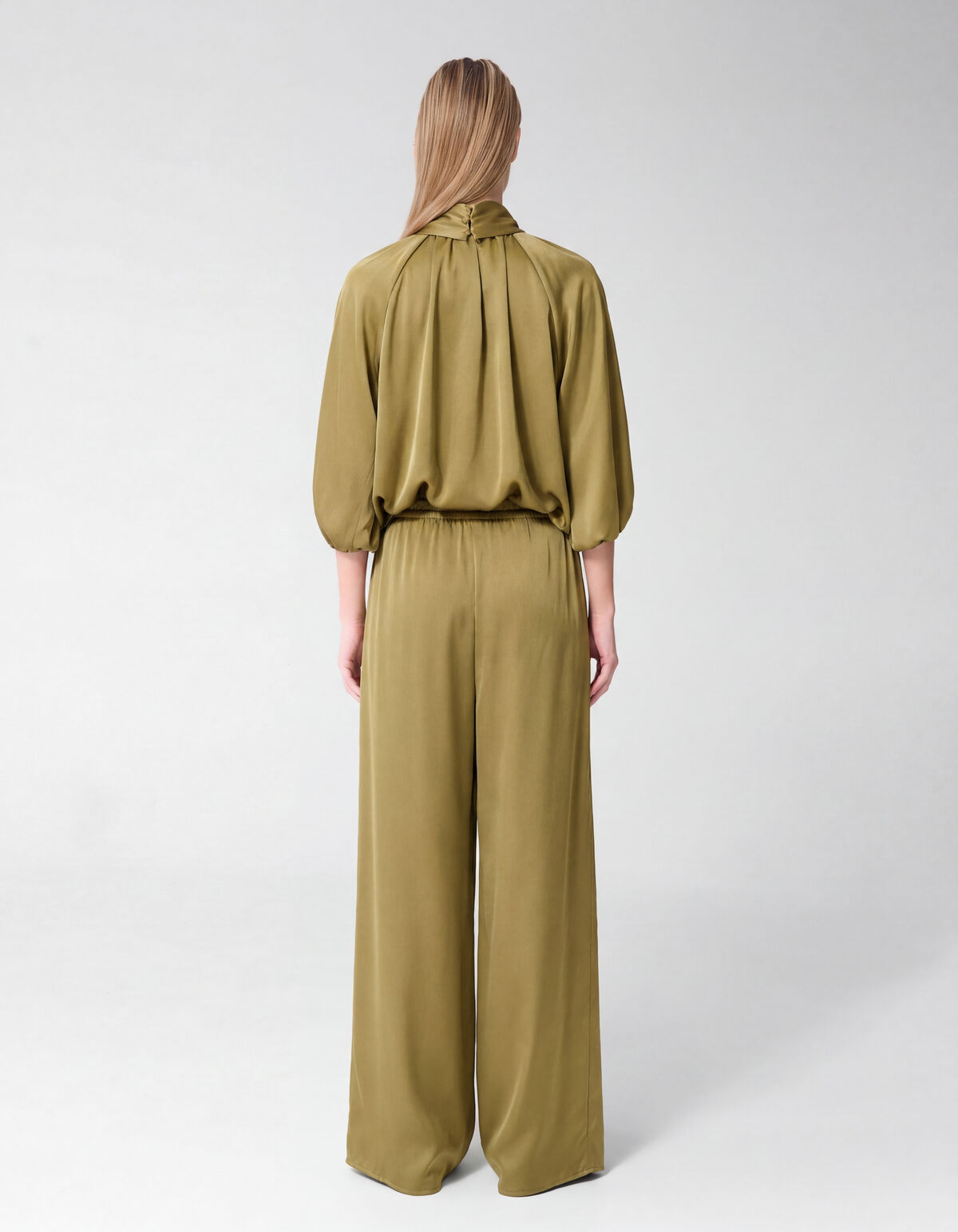 Satijnen Loose Fit Broek Groen By Fred SHOEBY WOMEN