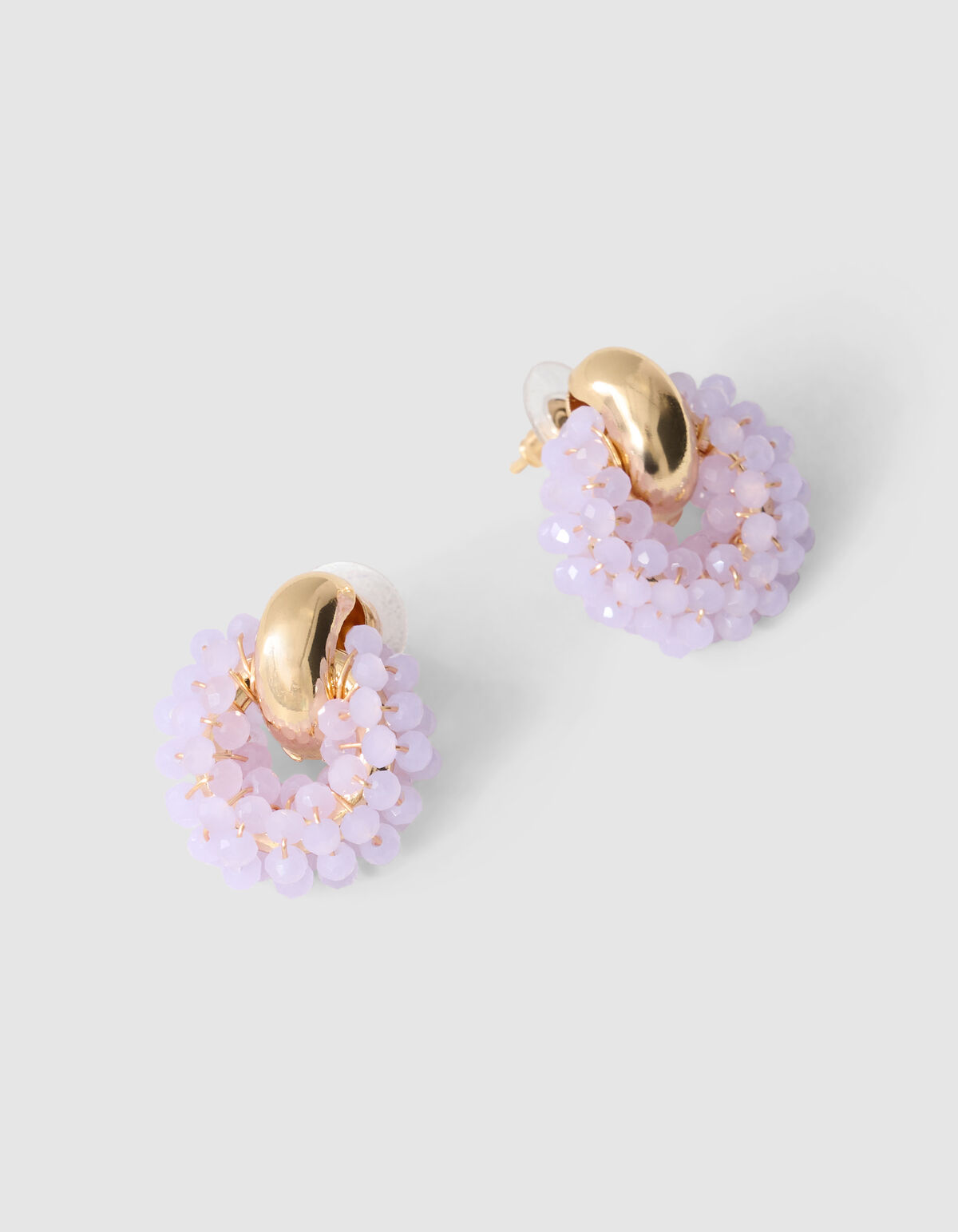 Ronde Beaded Oorbellen Lichtpaars SHOEBY ACCESSOIRES