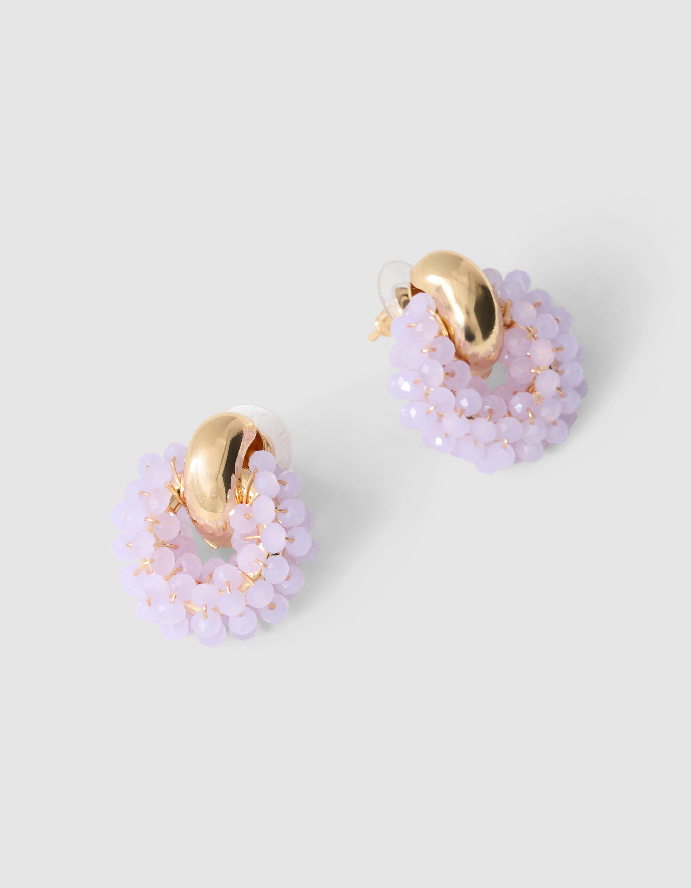 Ronde Beaded Oorbellen Lichtpaars SHOEBY ACCESSOIRES