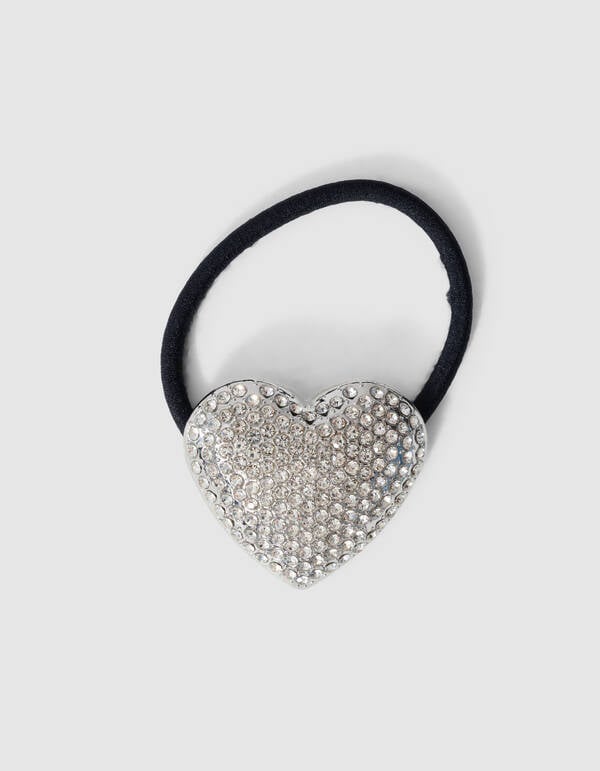 Strass Hart Haarelastiek Zilver/Zwart SHOEBY ACCESSOIRES